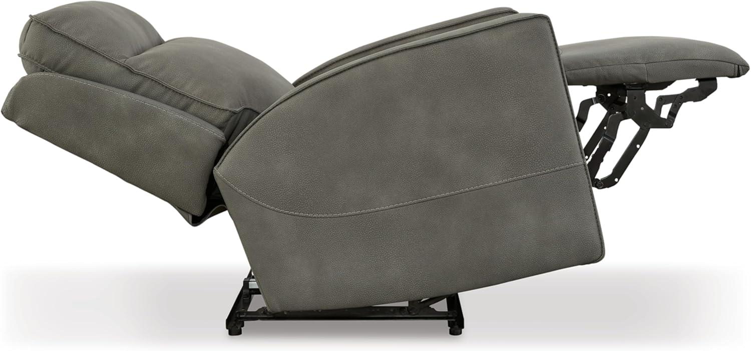 imageSignature Design by Ashley NextGen Durapella Modern Faux Leather Wall Hugger Power Recliner with Adjustable Headrest and USB Ports Gray