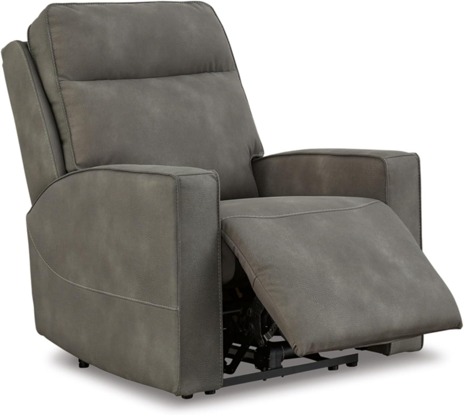 imageSignature Design by Ashley NextGen Durapella Modern Faux Leather Wall Hugger Power Recliner with Adjustable Headrest and USB Ports Gray