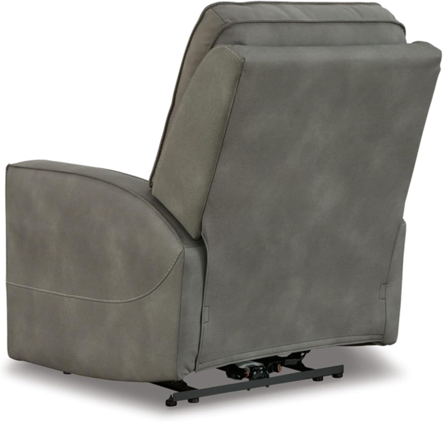 imageSignature Design by Ashley NextGen Durapella Modern Faux Leather Wall Hugger Power Recliner with Adjustable Headrest and USB Ports Gray