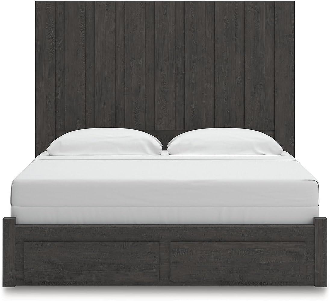 imageSignature Design by Ashley Parlayon Modern Panel Storage Bed Foundation or Box Spring Needed Queen GrayPanel Storage Bed