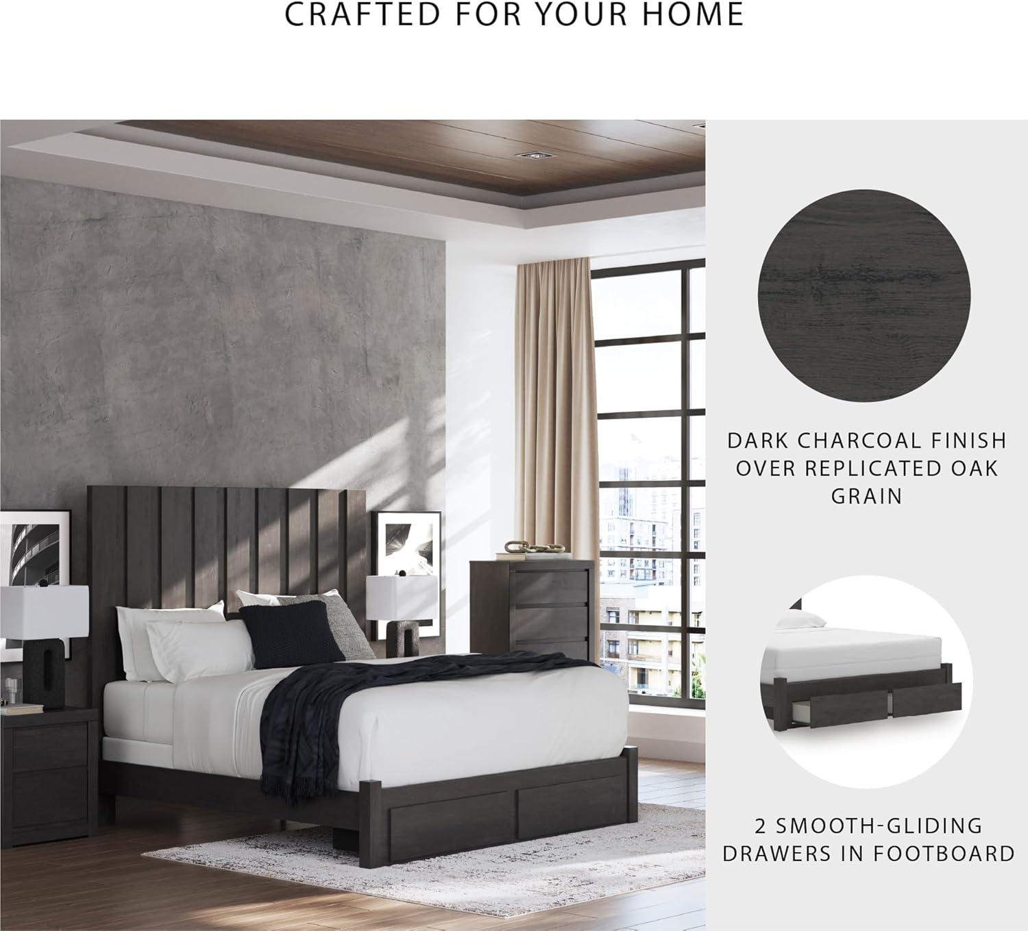 imageSignature Design by Ashley Parlayon Modern Panel Storage Bed Foundation or Box Spring Needed Queen GrayPanel Storage Bed
