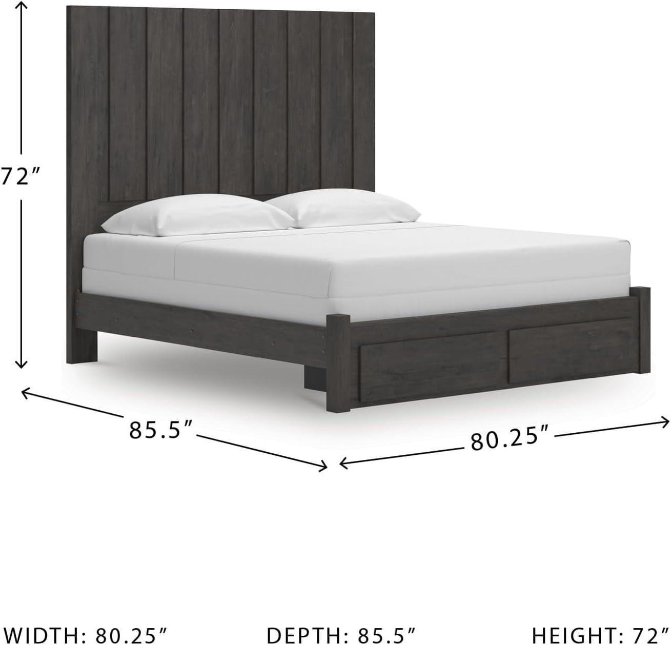 imageSignature Design by Ashley Parlayon Modern Panel Storage Bed Foundation or Box Spring Needed Queen GrayPanel Storage Bed