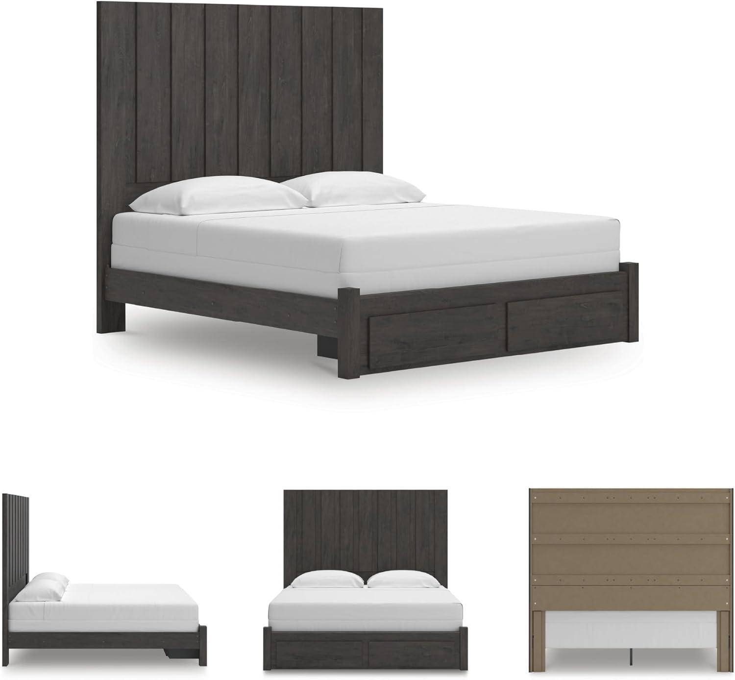 imageSignature Design by Ashley Parlayon Modern Panel Storage Bed Foundation or Box Spring Needed Queen GrayPanel Storage Bed