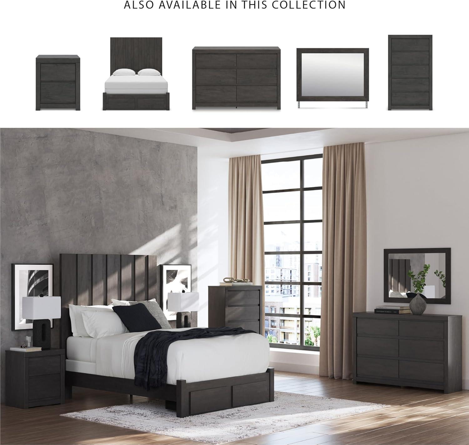 imageSignature Design by Ashley Parlayon Modern Panel Storage Bed Foundation or Box Spring Needed Queen GrayPanel Storage Bed