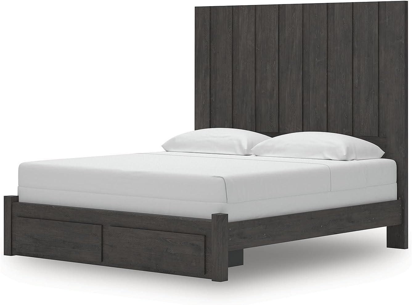 imageSignature Design by Ashley Parlayon Modern Panel Storage Bed Foundation or Box Spring Needed Queen GrayPanel Storage Bed