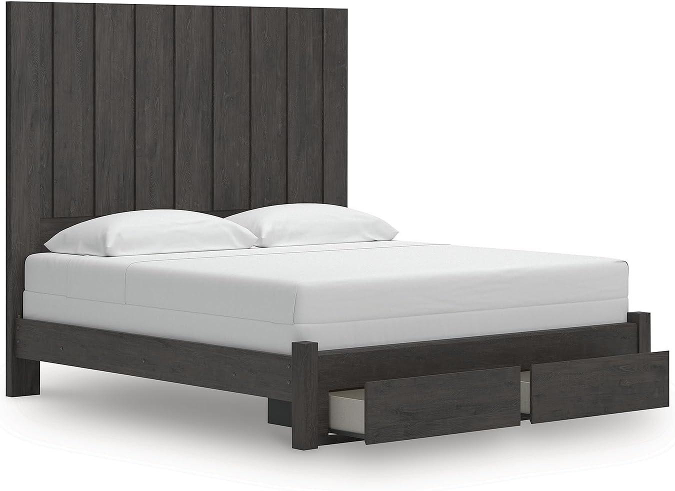 imageSignature Design by Ashley Parlayon Modern Panel Storage Bed Foundation or Box Spring Needed Queen GrayPanel Storage Bed