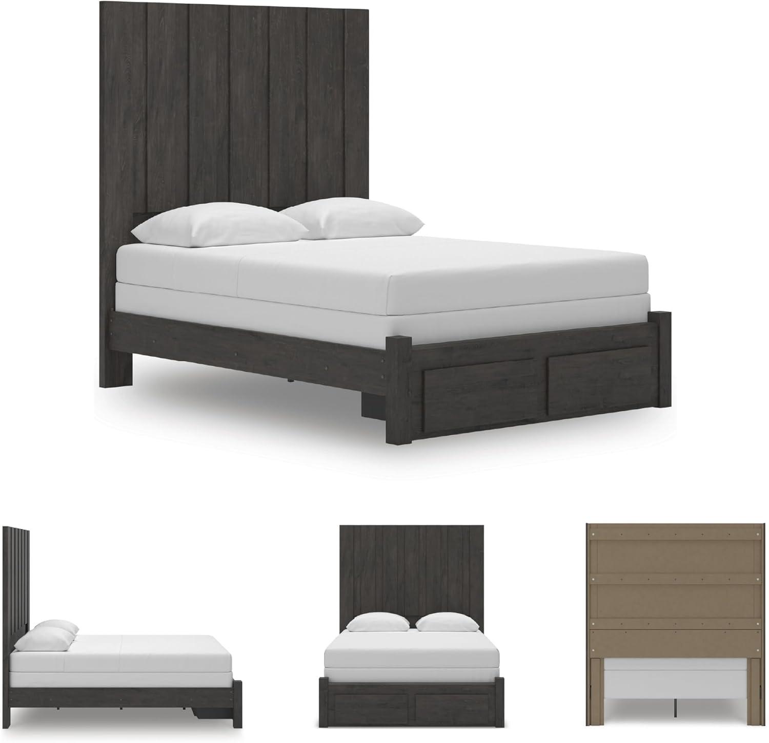imageSignature Design by Ashley Parlayon Modern Panel Storage Bed Foundation or Box Spring Needed Queen GrayPanel Storage Bed