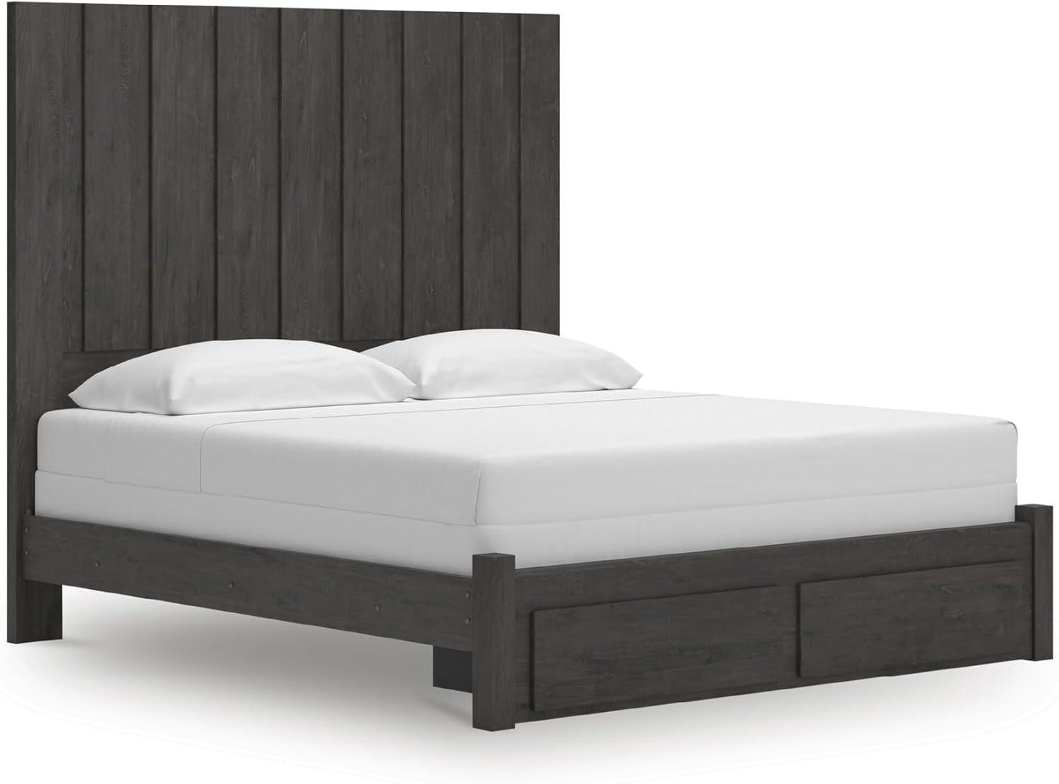 imageSignature Design by Ashley Parlayon Modern Panel Storage Bed Foundation or Box Spring Needed Queen GrayPanel Storage Bed