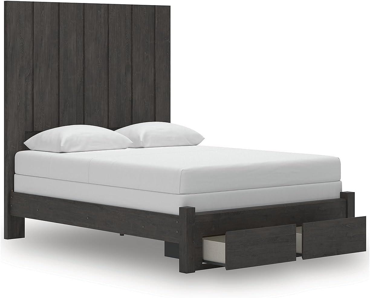 imageSignature Design by Ashley Parlayon Modern Panel Storage Bed Foundation or Box Spring Needed Queen GrayPanel Storage Bed