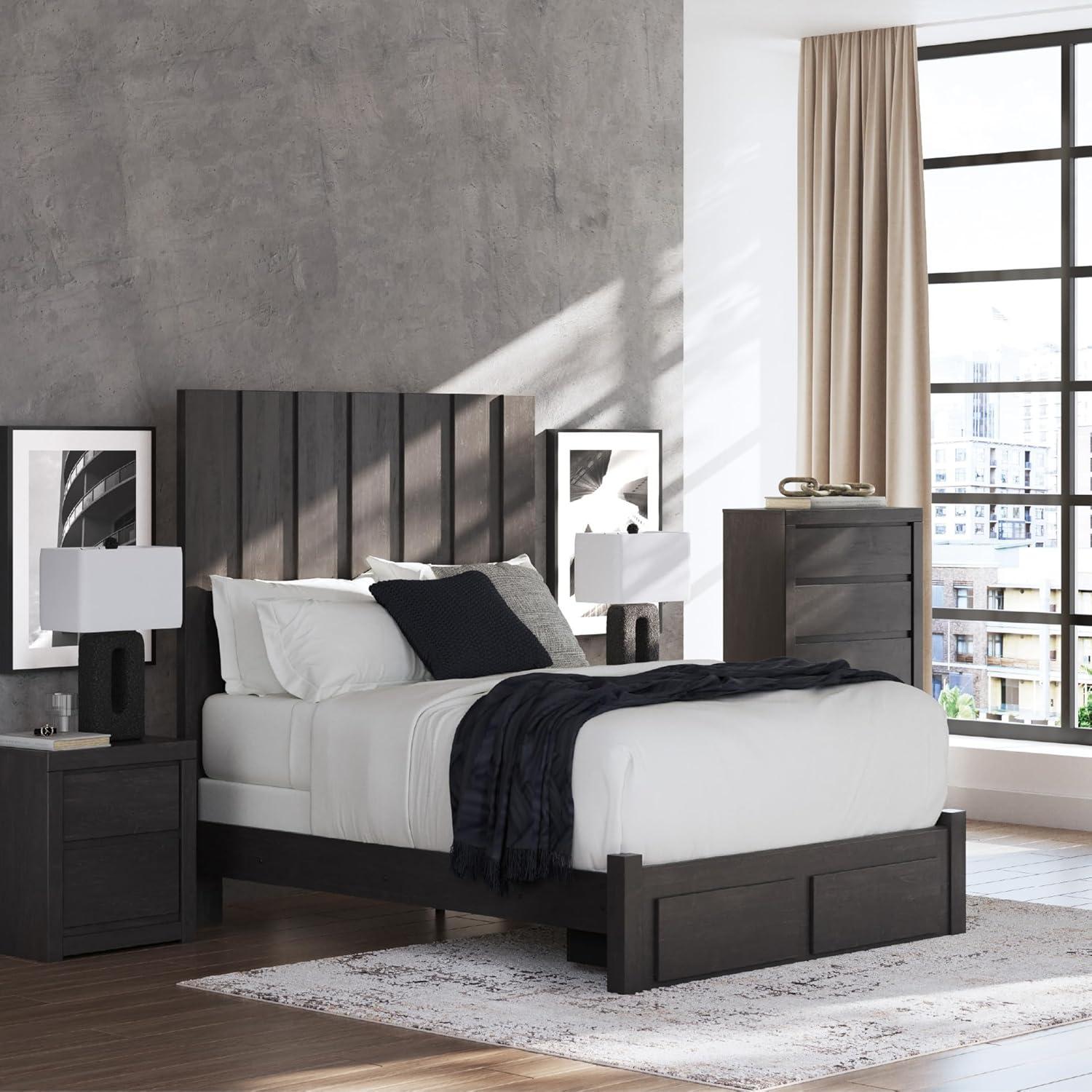 imageSignature Design by Ashley Parlayon Modern Panel Storage Bed Foundation or Box Spring Needed Queen GrayPanel Storage Bed