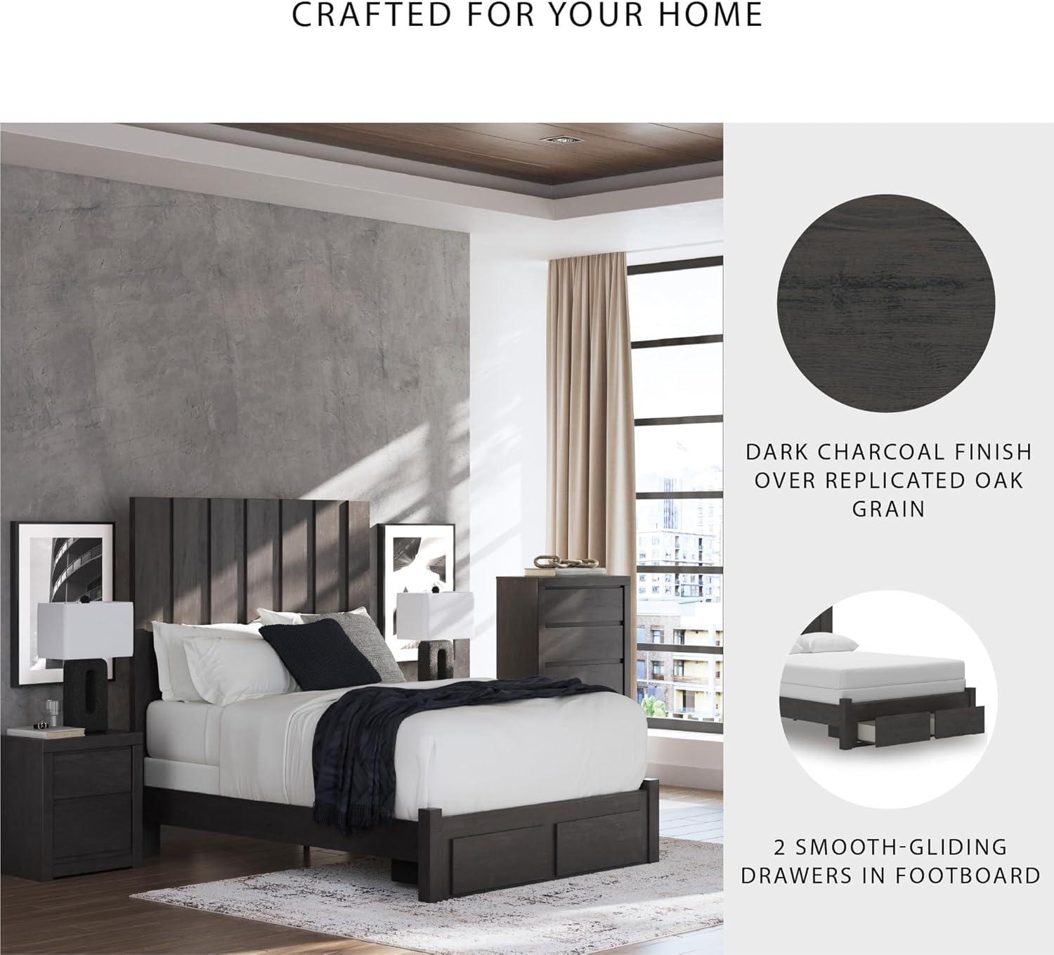 imageSignature Design by Ashley Parlayon Modern Panel Storage Bed Foundation or Box Spring Needed Queen GrayPanel Storage Bed