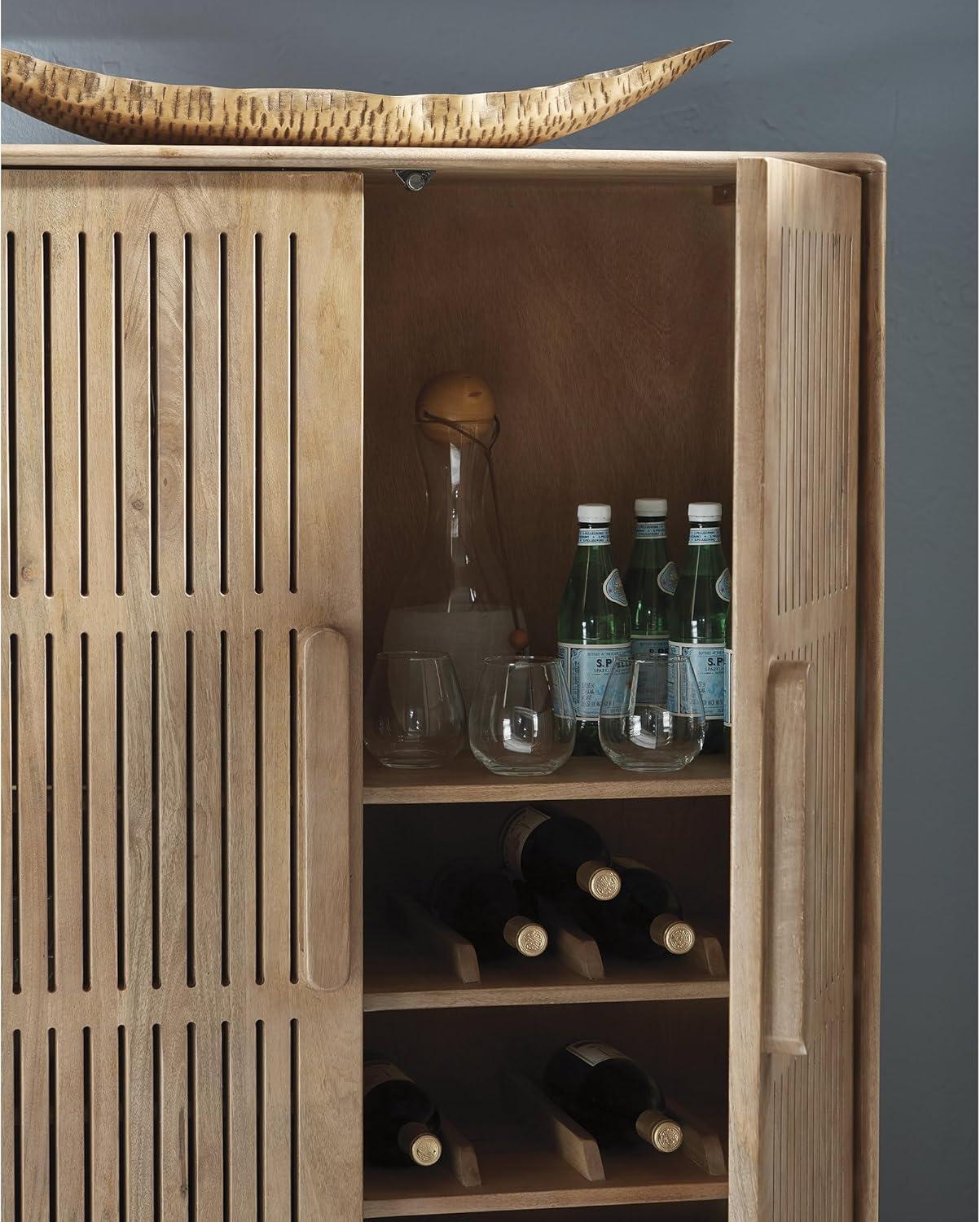 imageSignature Design by Ashley Pellamour Casual Bar Cabinet with AntiTipping and Adjustable Shelf Light Brown