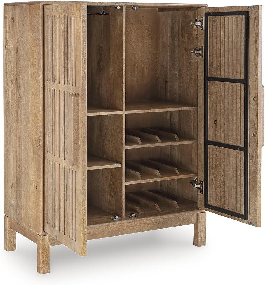 imageSignature Design by Ashley Pellamour Casual Bar Cabinet with AntiTipping and Adjustable Shelf Light Brown