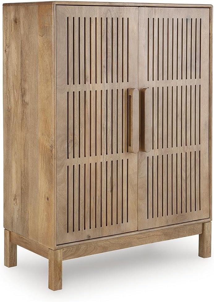 imageSignature Design by Ashley Pellamour Casual Bar Cabinet with AntiTipping and Adjustable Shelf Light Brown