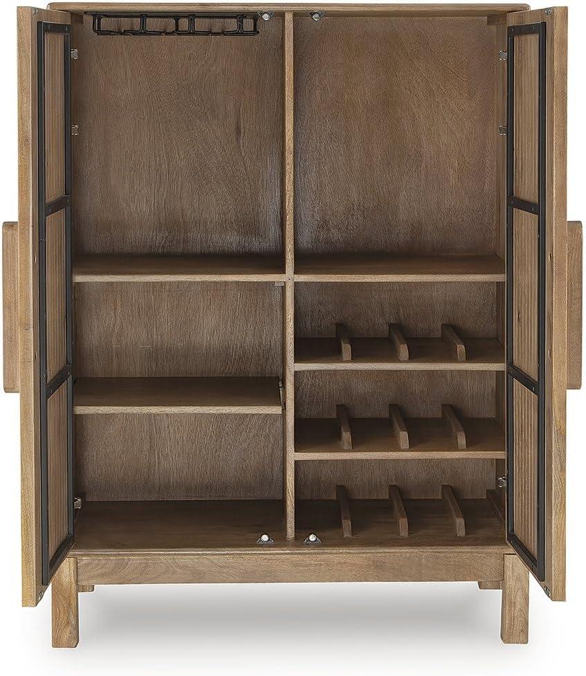 imageSignature Design by Ashley Pellamour Casual Bar Cabinet with AntiTipping and Adjustable Shelf Light Brown