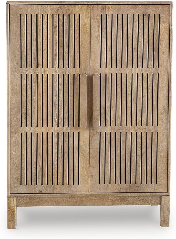 imageSignature Design by Ashley Pellamour Casual Bar Cabinet with AntiTipping and Adjustable Shelf Light Brown