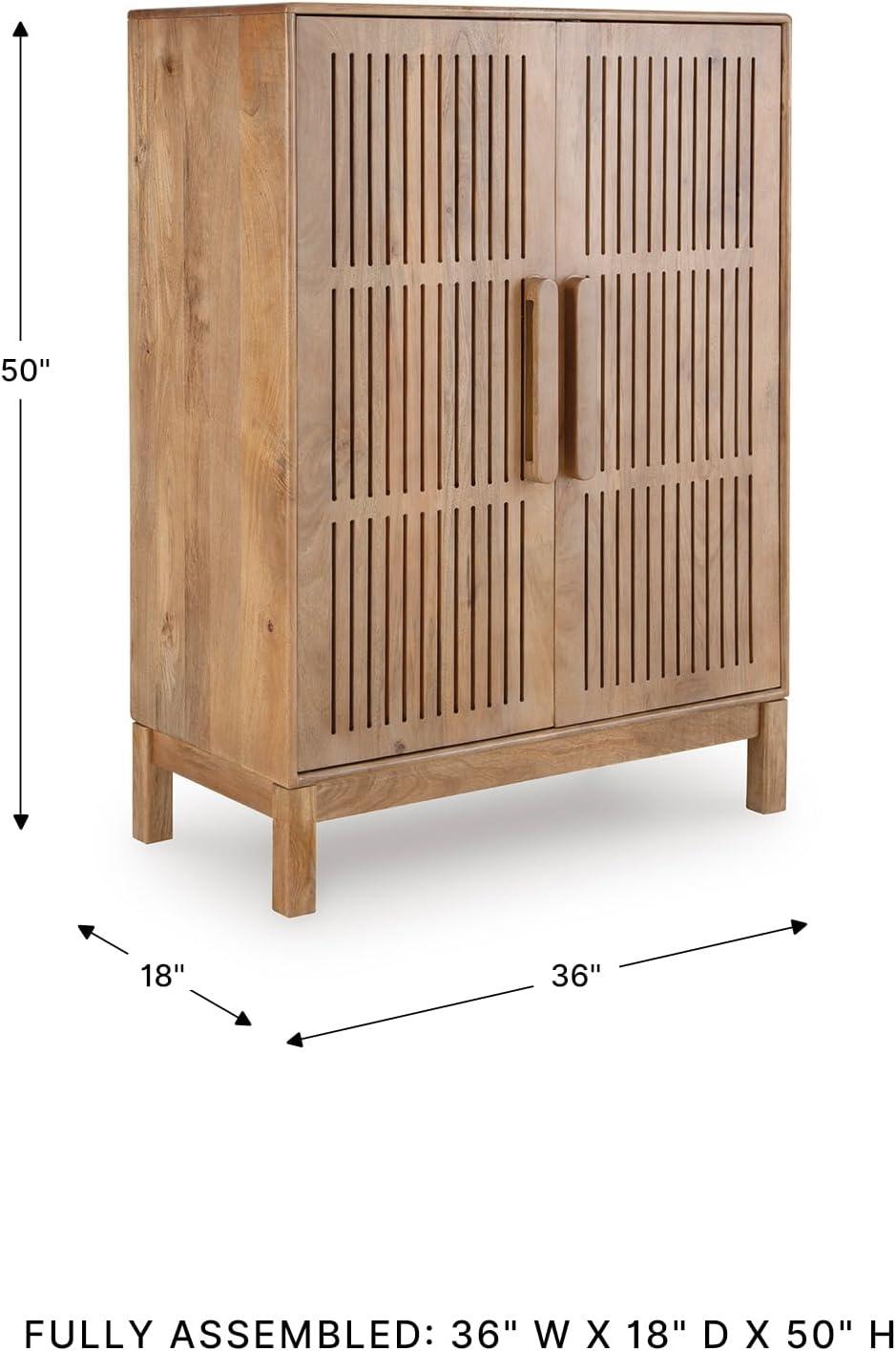 imageSignature Design by Ashley Pellamour Casual Bar Cabinet with AntiTipping and Adjustable Shelf Light Brown