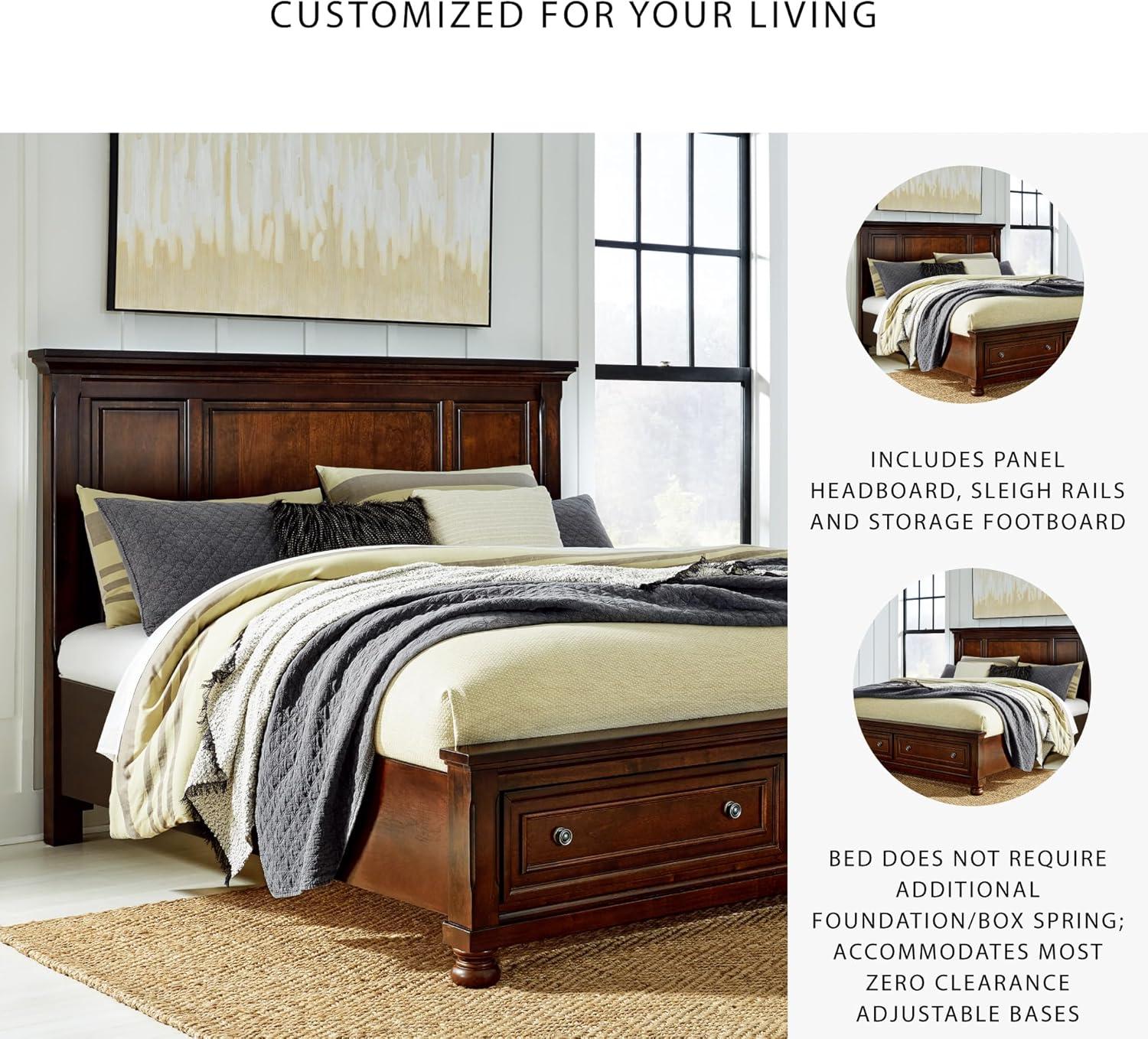 imageSignature Design by Ashley Porter Traditional 2Drawer California King Panel Platform Storage Bed with Bun Feet Foundation or Box Spring Not Needed Dark Brown