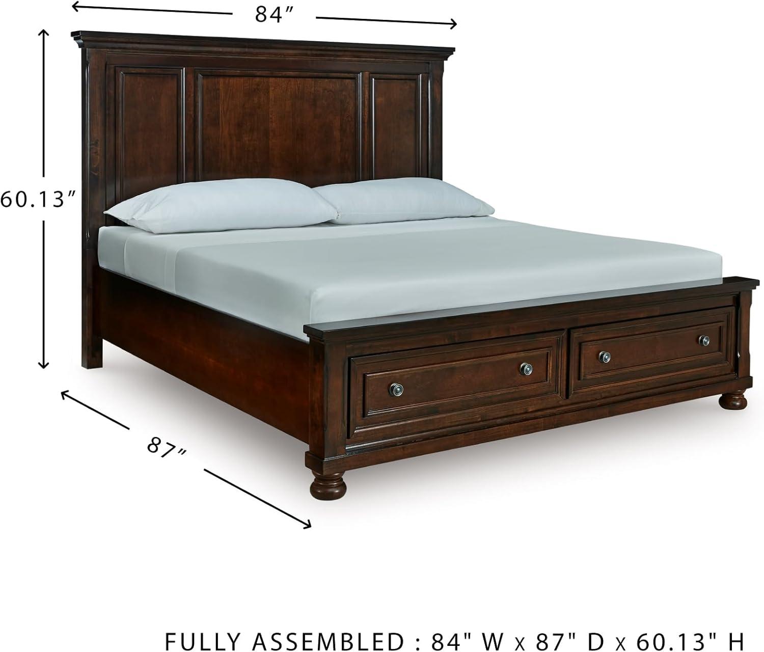 imageSignature Design by Ashley Porter Traditional 2Drawer California King Panel Platform Storage Bed with Bun Feet Foundation or Box Spring Not Needed Dark Brown