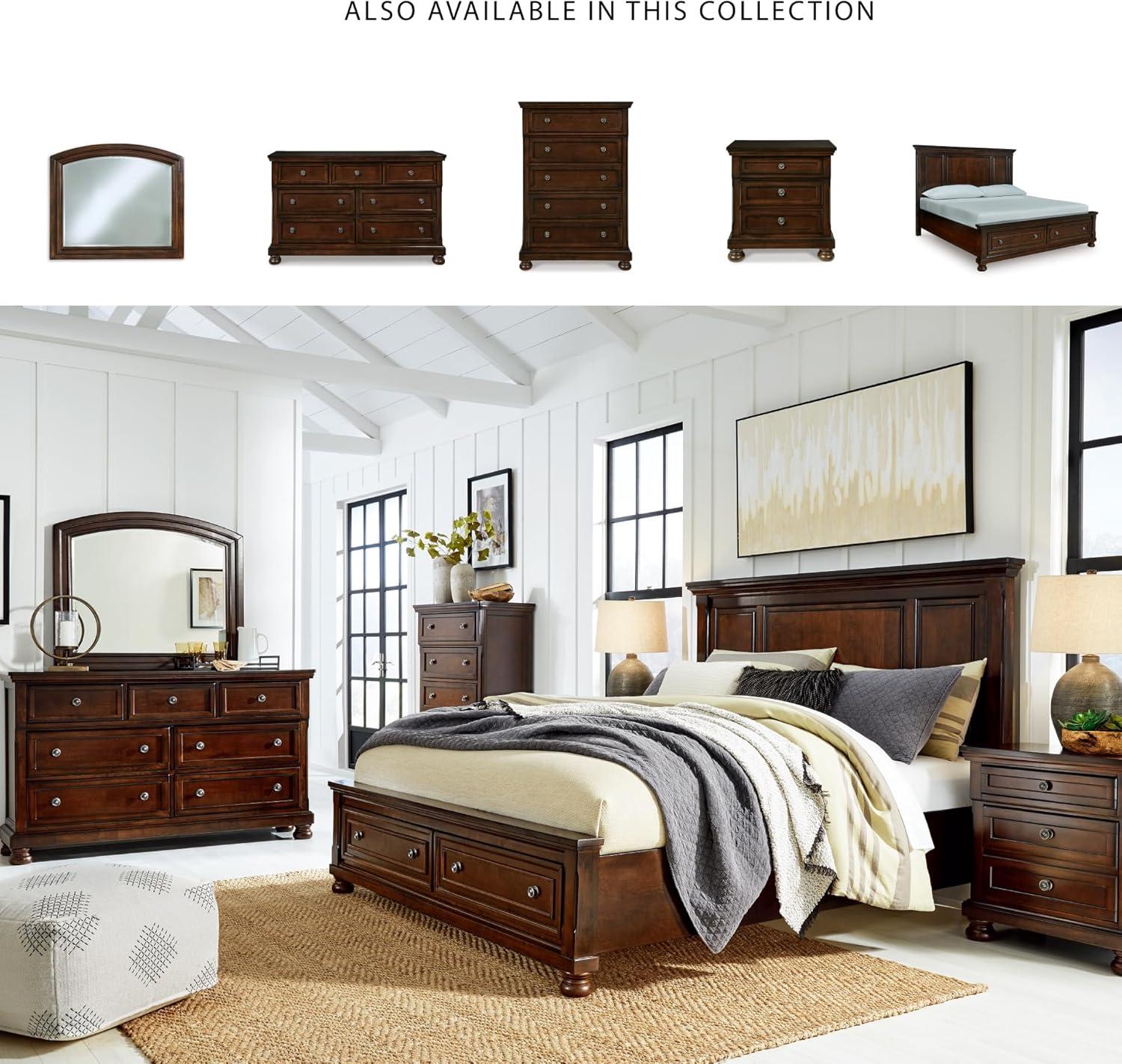 imageSignature Design by Ashley Porter Traditional 2Drawer California King Panel Platform Storage Bed with Bun Feet Foundation or Box Spring Not Needed Dark Brown
