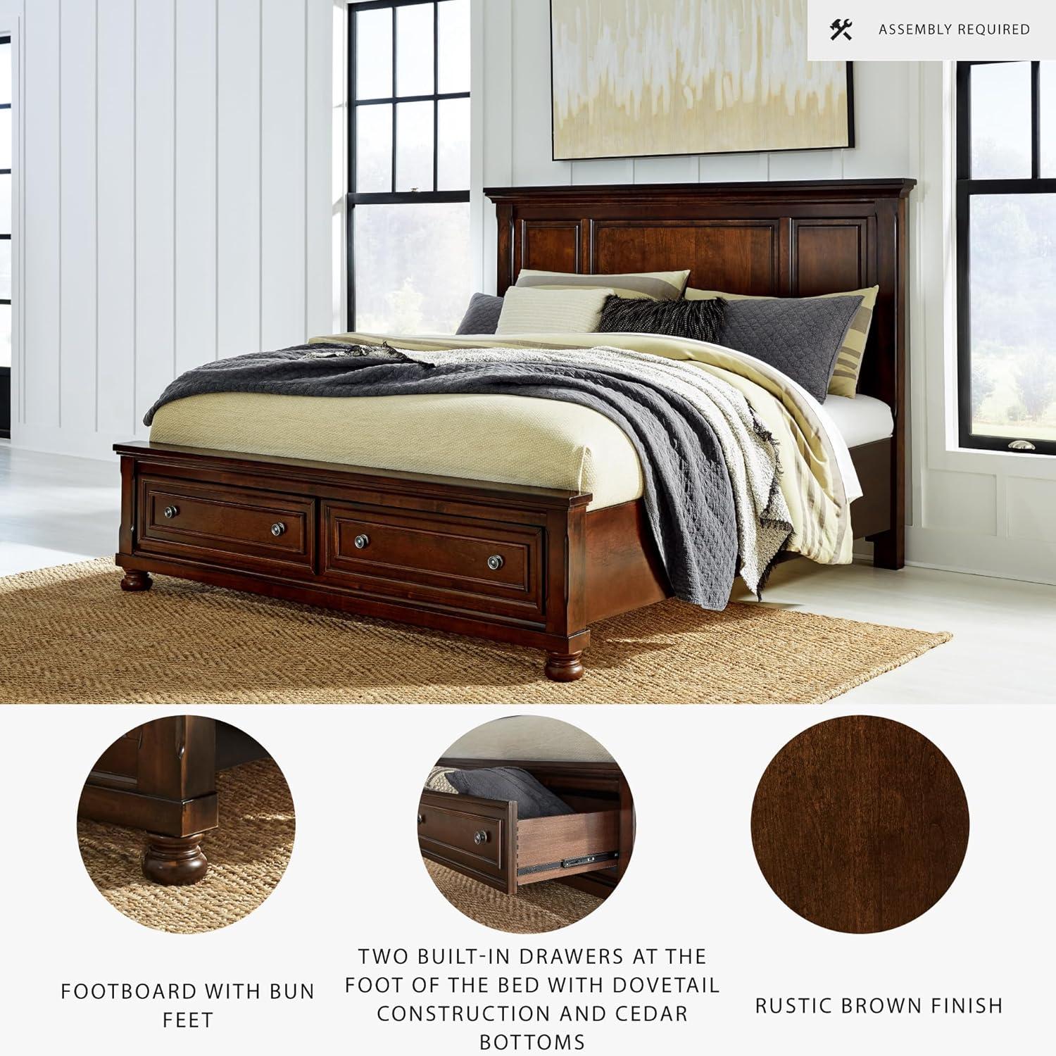 imageSignature Design by Ashley Porter Traditional 2Drawer California King Panel Platform Storage Bed with Bun Feet Foundation or Box Spring Not Needed Dark Brown