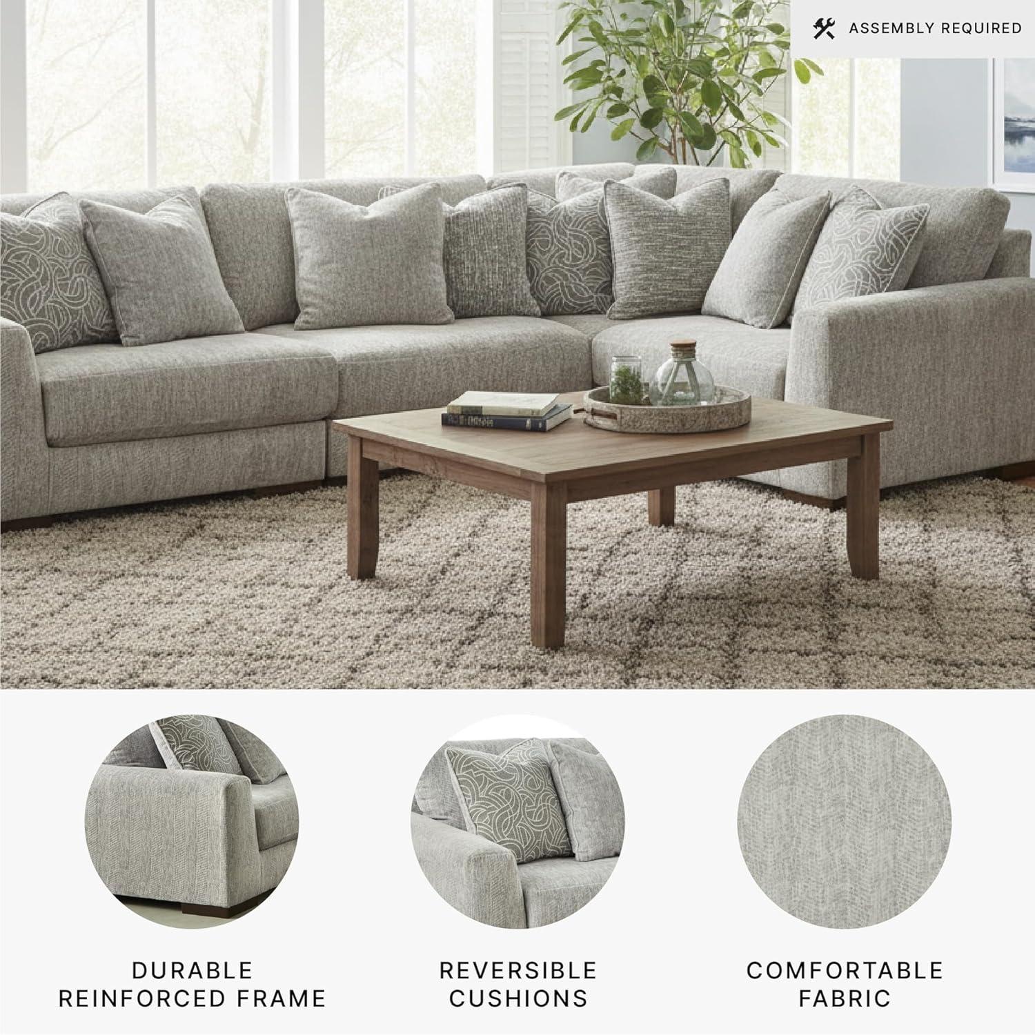 imageSignature Design by Ashley Regent Park Contemporary Anti Sag RightArm Facing 4Piece Sectional with Reversible Cushions and 9 Accent Pillows Light GrayLight Gray