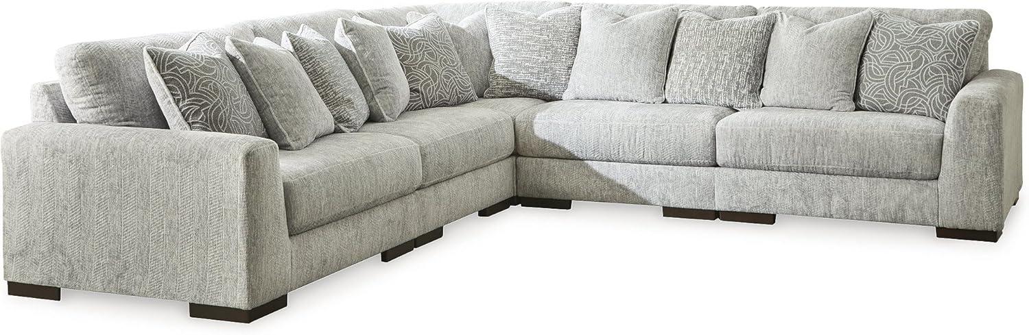 imageSignature Design by Ashley Regent Park Contemporary Anti Sag RightArm Facing 4Piece Sectional with Reversible Cushions and 9 Accent Pillows Light GrayLight Gray