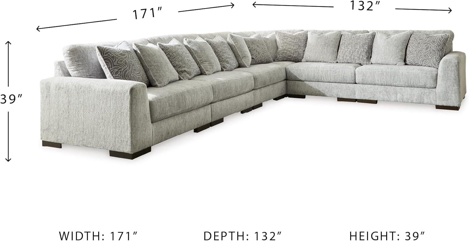 imageSignature Design by Ashley Regent Park Contemporary Anti Sag RightArm Facing 4Piece Sectional with Reversible Cushions and 9 Accent Pillows Light GrayLight Gray