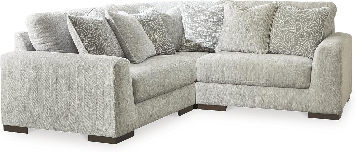 imageSignature Design by Ashley Regent Park Contemporary Anti Sag RightArm Facing 4Piece Sectional with Reversible Cushions and 9 Accent Pillows Light GrayLight Gray