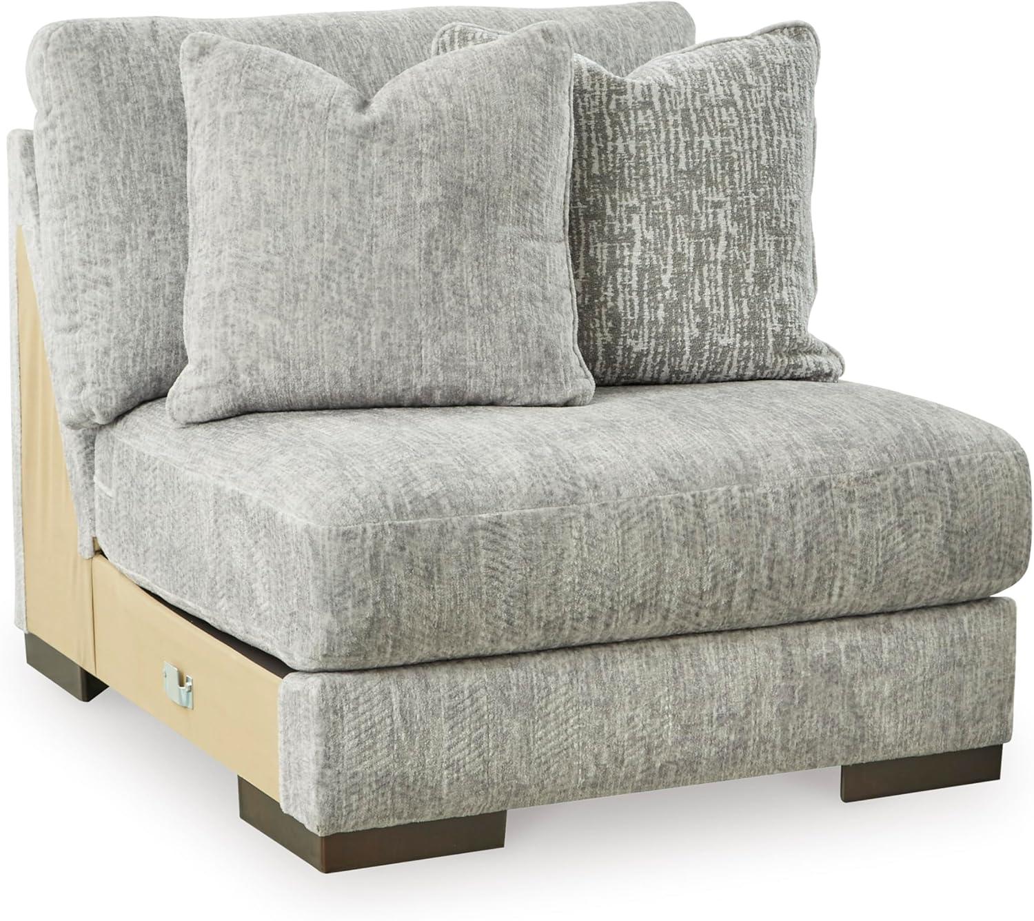 imageSignature Design by Ashley Regent Park Contemporary Anti Sag RightArm Facing 4Piece Sectional with Reversible Cushions and 9 Accent Pillows Light GrayLight Gray