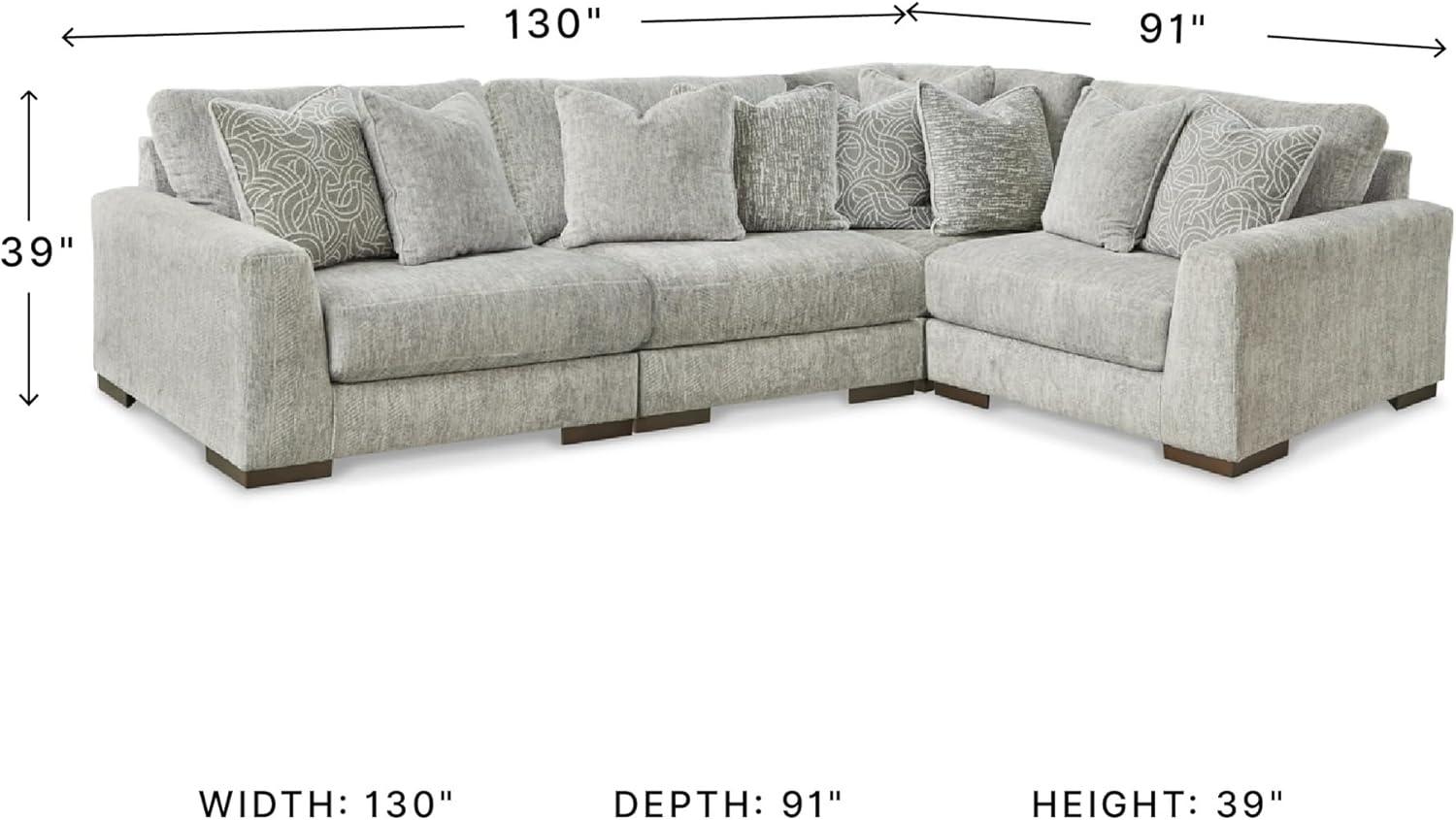 imageSignature Design by Ashley Regent Park Contemporary Anti Sag RightArm Facing 4Piece Sectional with Reversible Cushions and 9 Accent Pillows Light GrayLight Gray