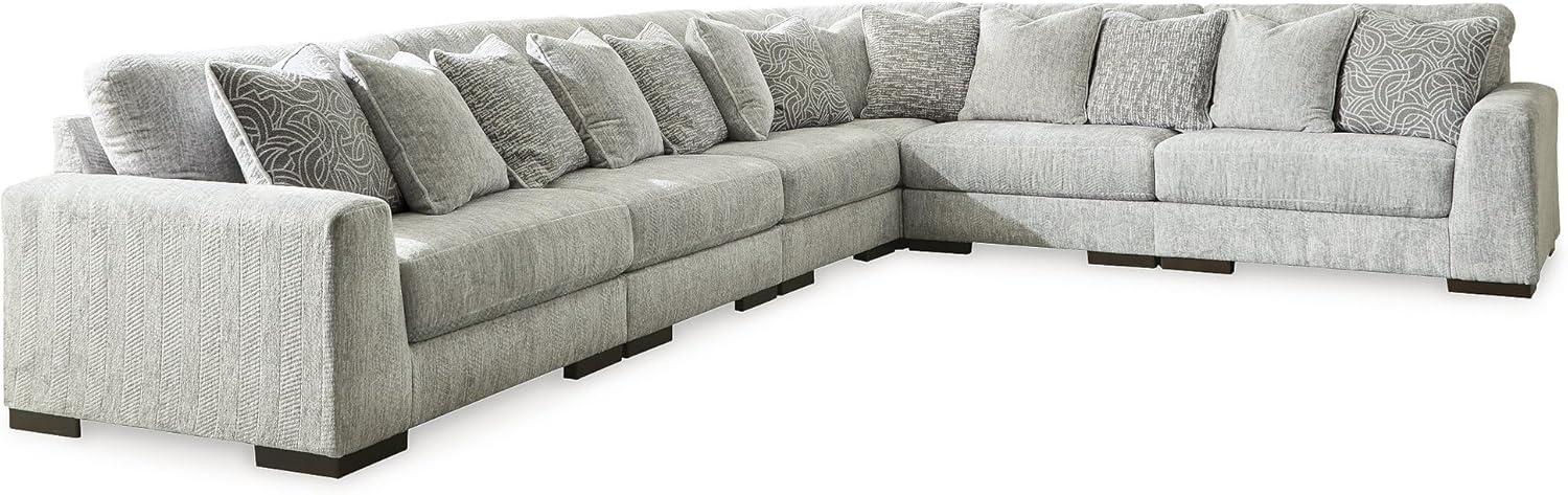 imageSignature Design by Ashley Regent Park Contemporary Anti Sag RightArm Facing 4Piece Sectional with Reversible Cushions and 9 Accent Pillows Light GrayLight Gray