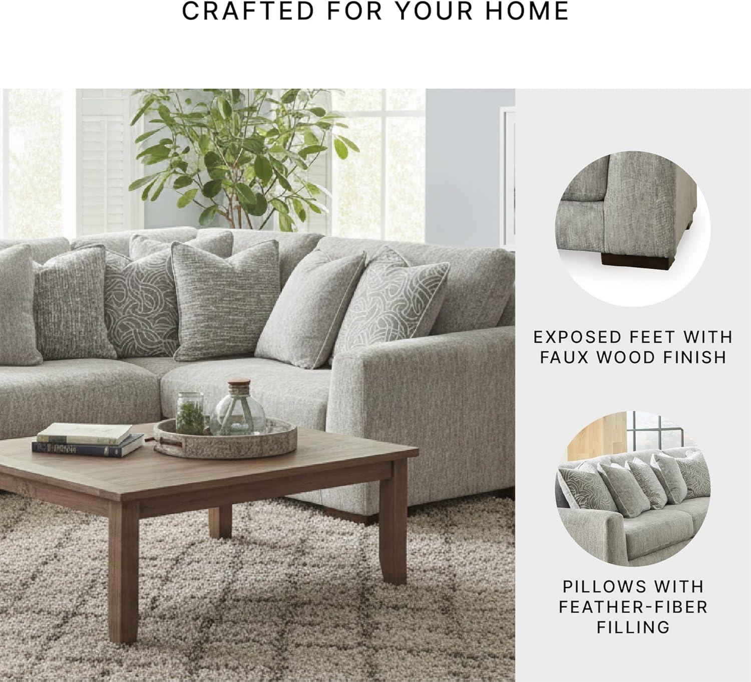 imageSignature Design by Ashley Regent Park Contemporary Anti Sag RightArm Facing 4Piece Sectional with Reversible Cushions and 9 Accent Pillows Light GrayLight Gray