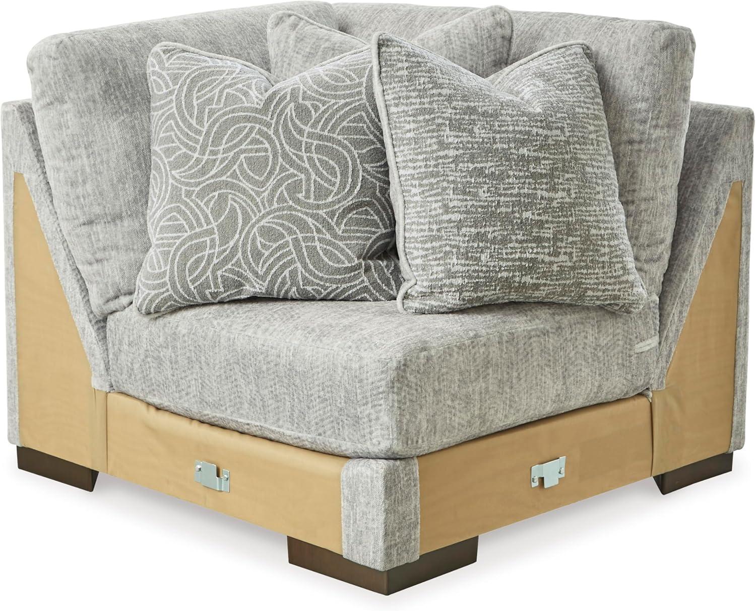 imageSignature Design by Ashley Regent Park Contemporary Anti Sag RightArm Facing 4Piece Sectional with Reversible Cushions and 9 Accent Pillows Light GrayLight Gray