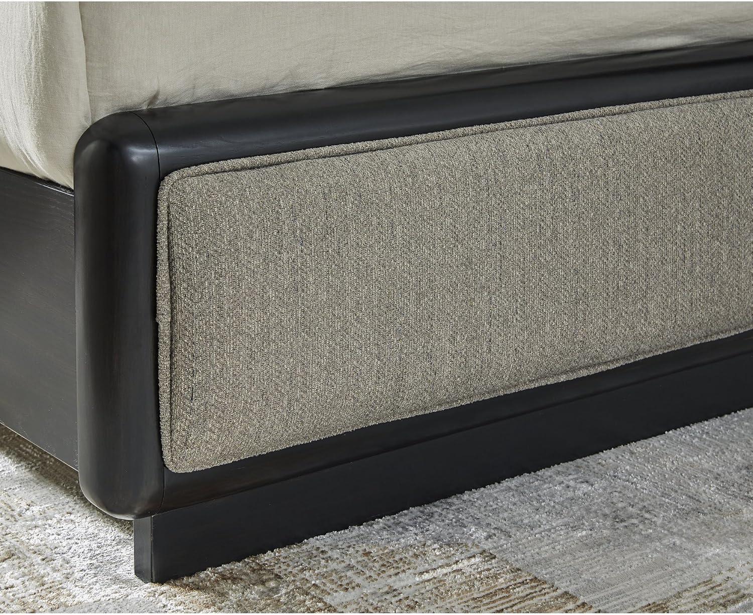 imageSignature Design by Ashley Rowanbeck Contemporary Queen Upholstered Panel Bed with Waterfall Edges Foundation or Box Spring Needed Black amp GrayQueen Upholstered Panel Bed