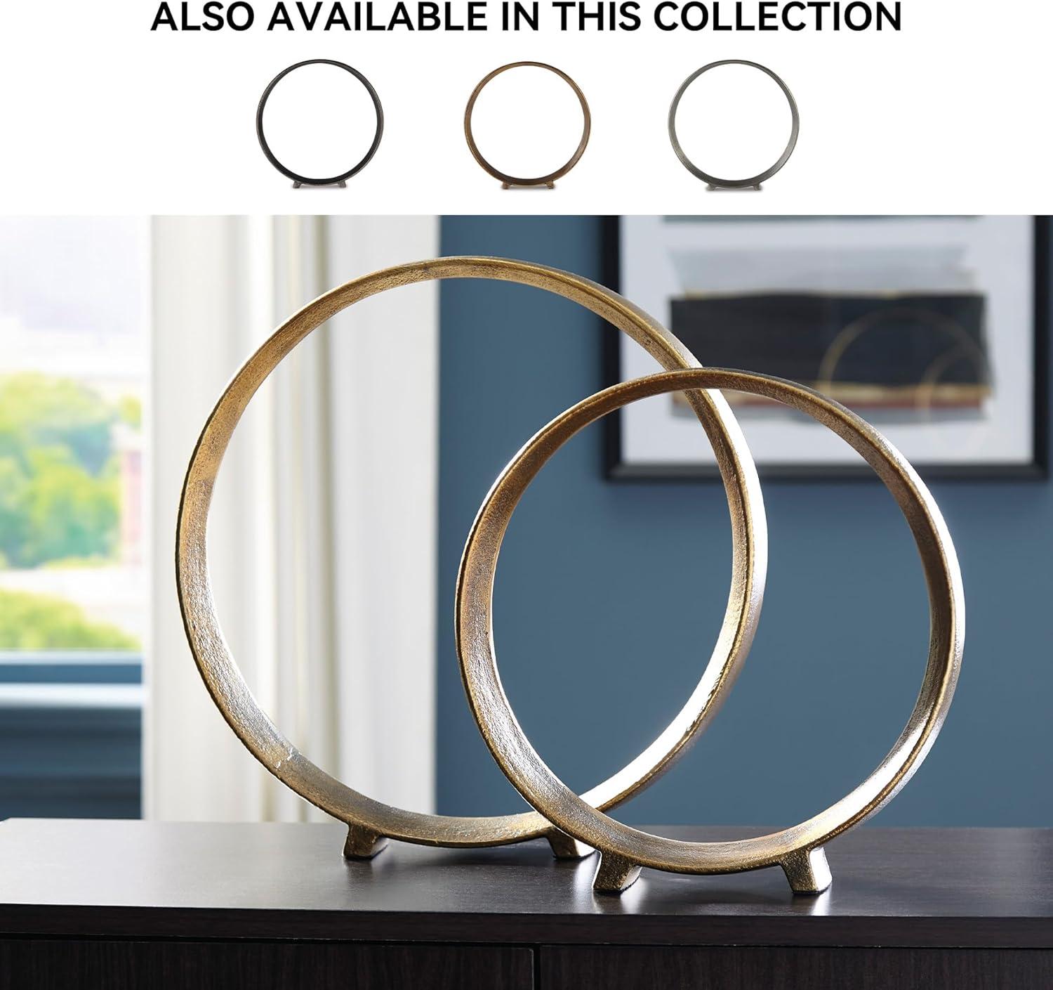 imageSignature Design by Ashley Ryandale Round Metal Sculpture Antique Pewter FinishAntique Brass Finish