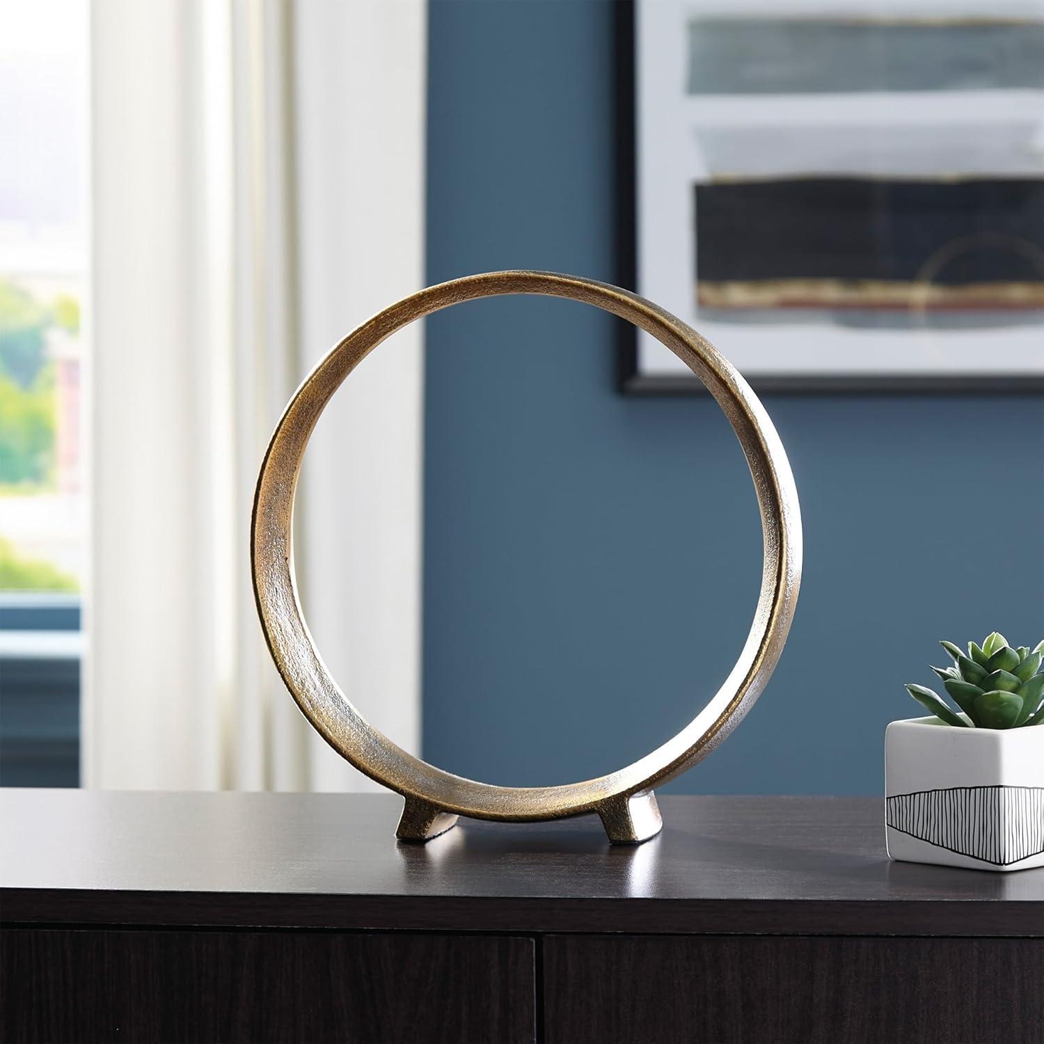 imageSignature Design by Ashley Ryandale Round Metal Sculpture Antique Pewter FinishAntique Brass Finish