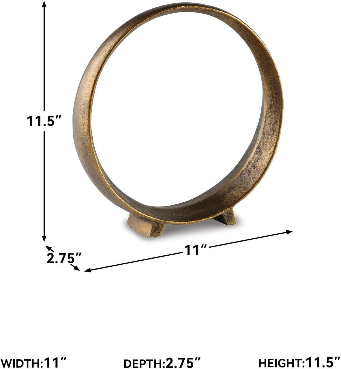 imageSignature Design by Ashley Ryandale Round Metal Sculpture Antique Pewter FinishAntique Brass Finish