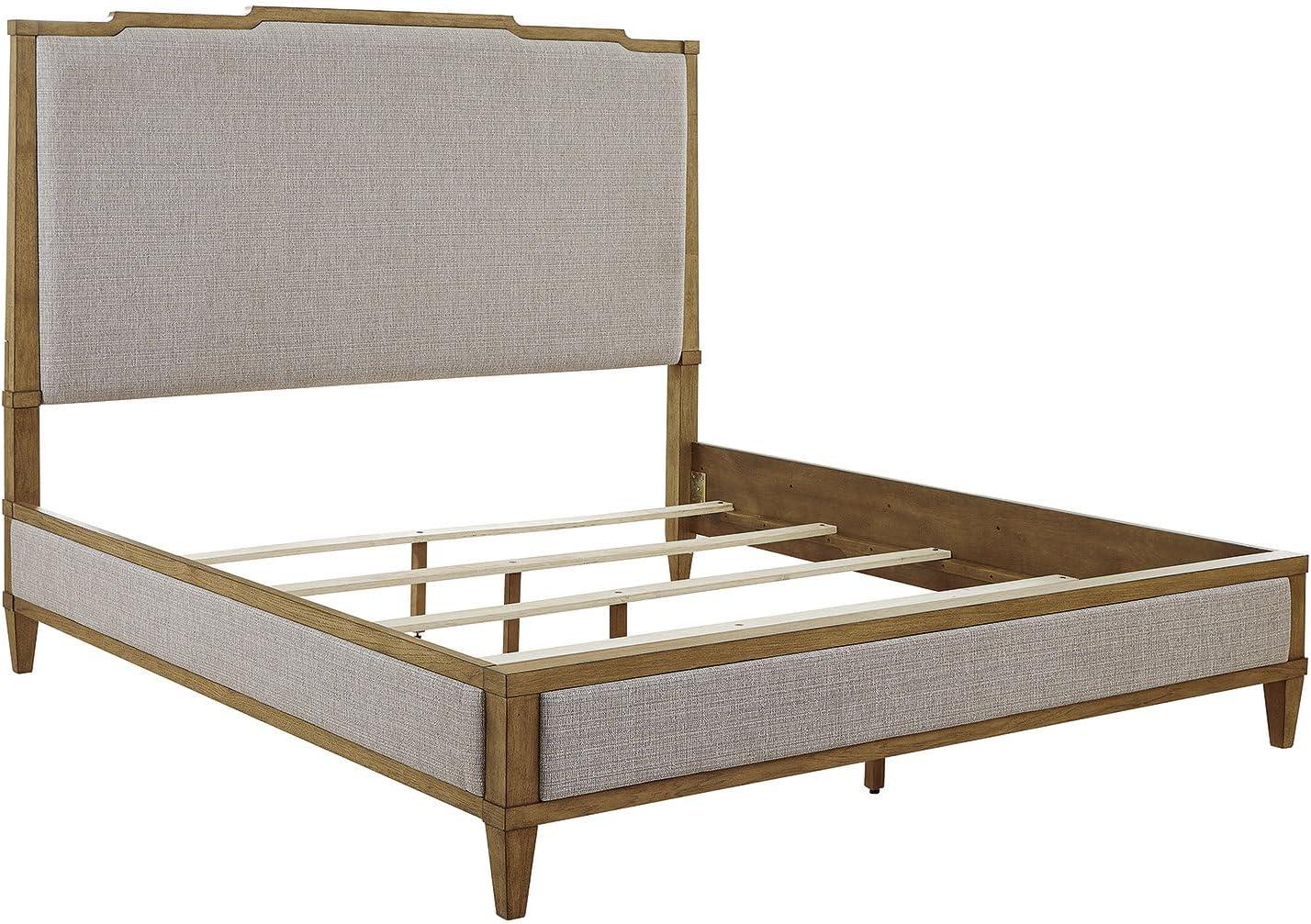 imageSignature Design by Ashley Sharlance Transitional Queen Upholstered Panel Bed Foundation or Box Spring Needed Gray amp Light BrownCalifornia King Upholstered Panel Bed