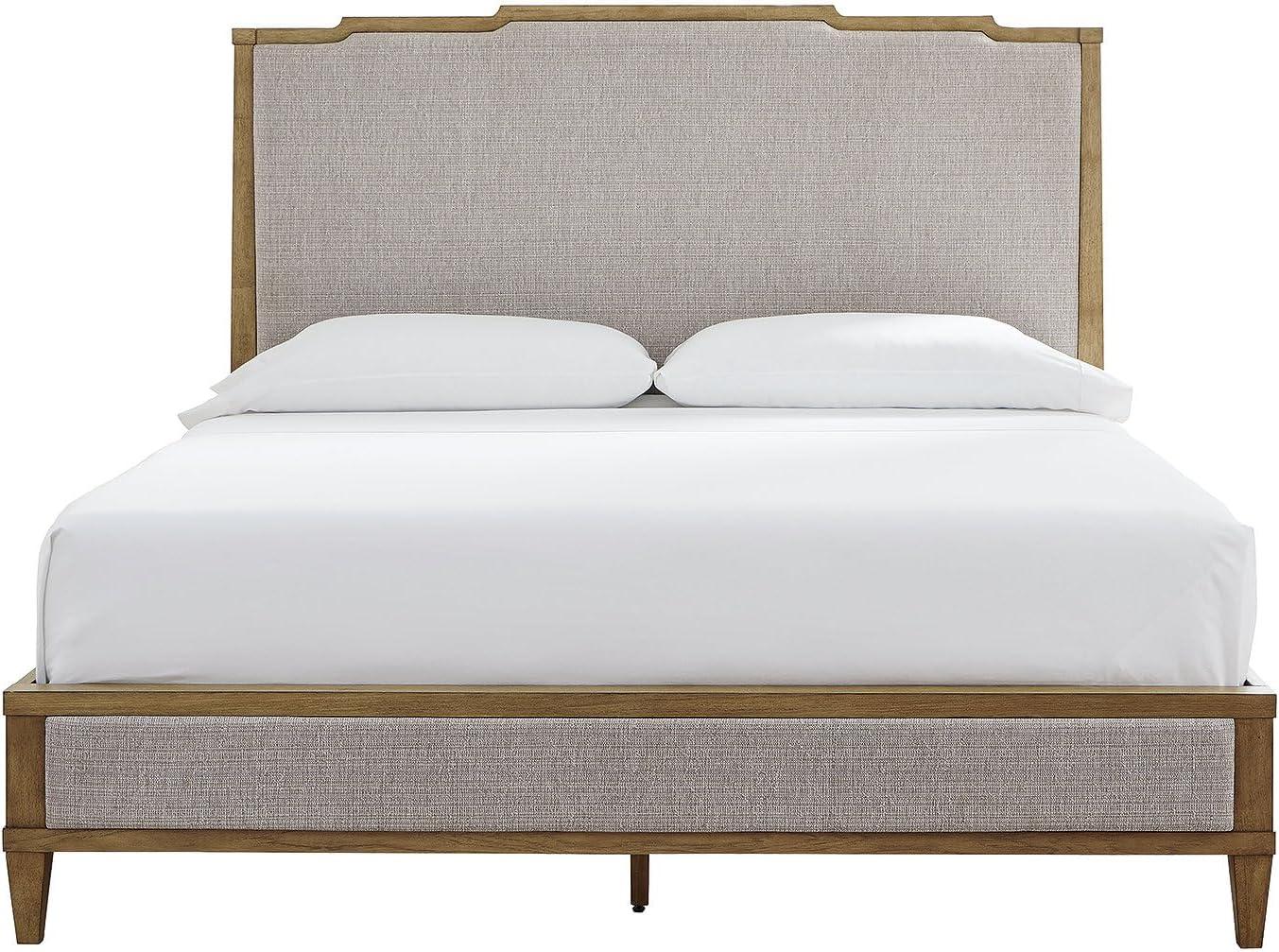 imageSignature Design by Ashley Sharlance Transitional Queen Upholstered Panel Bed Foundation or Box Spring Needed Gray amp Light BrownCalifornia King Upholstered Panel Bed