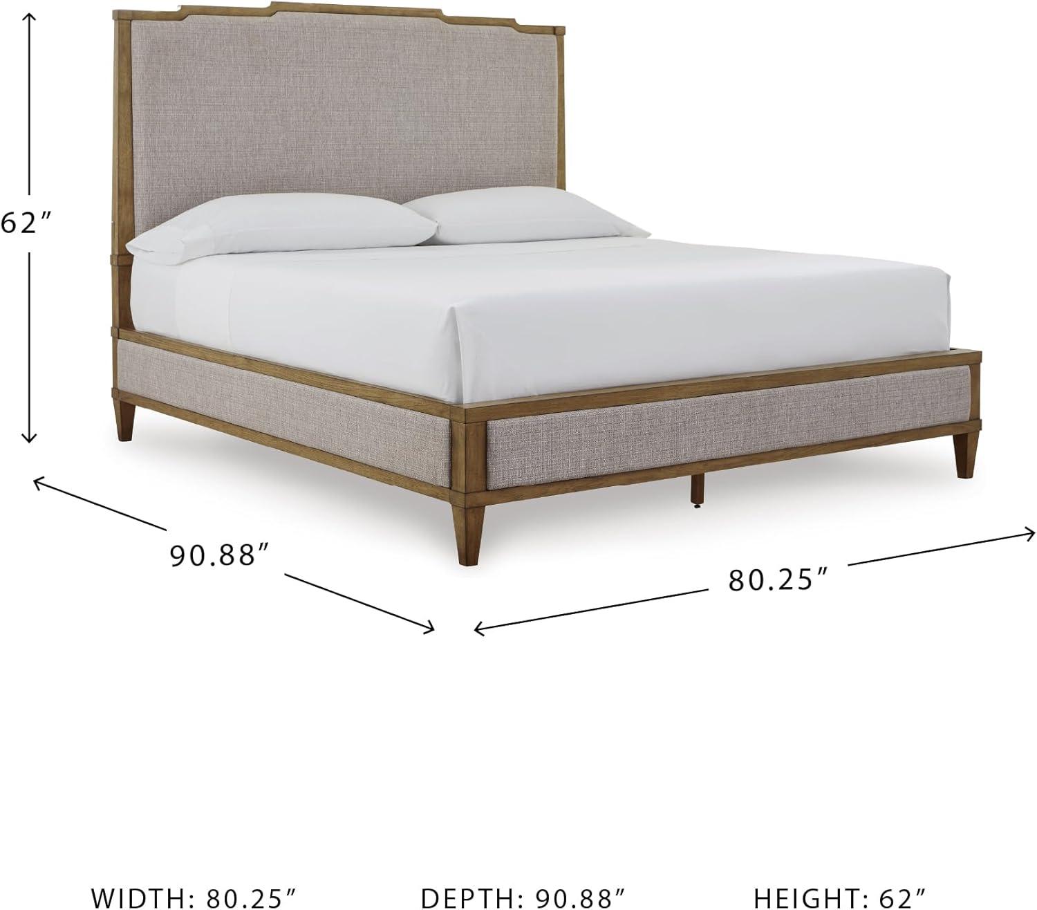 imageSignature Design by Ashley Sharlance Transitional Queen Upholstered Panel Bed Foundation or Box Spring Needed Gray amp Light BrownCalifornia King Upholstered Panel Bed