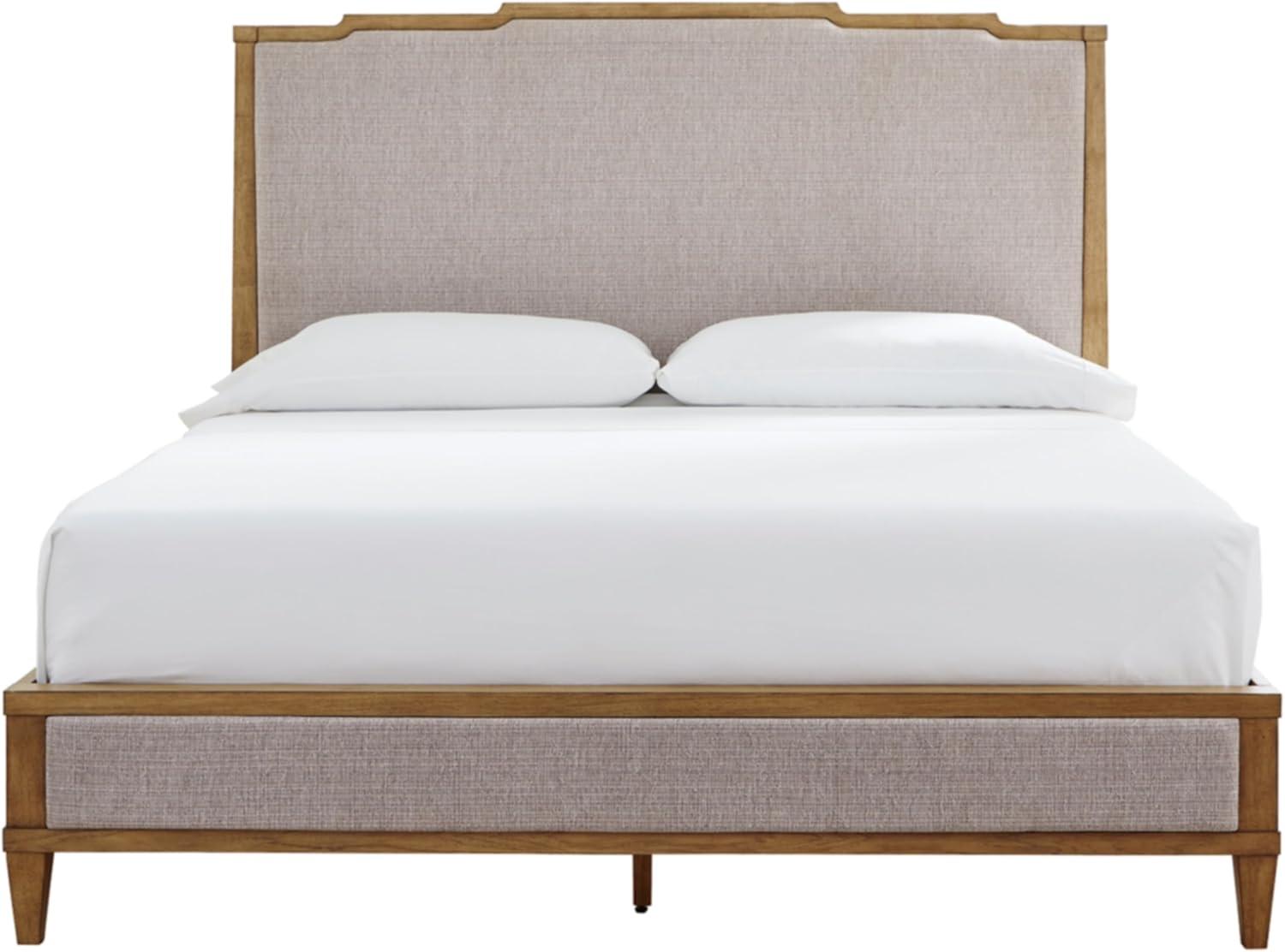 imageSignature Design by Ashley Sharlance Transitional Queen Upholstered Panel Bed Foundation or Box Spring Needed Gray amp Light BrownKing Upholstered Panel Bed