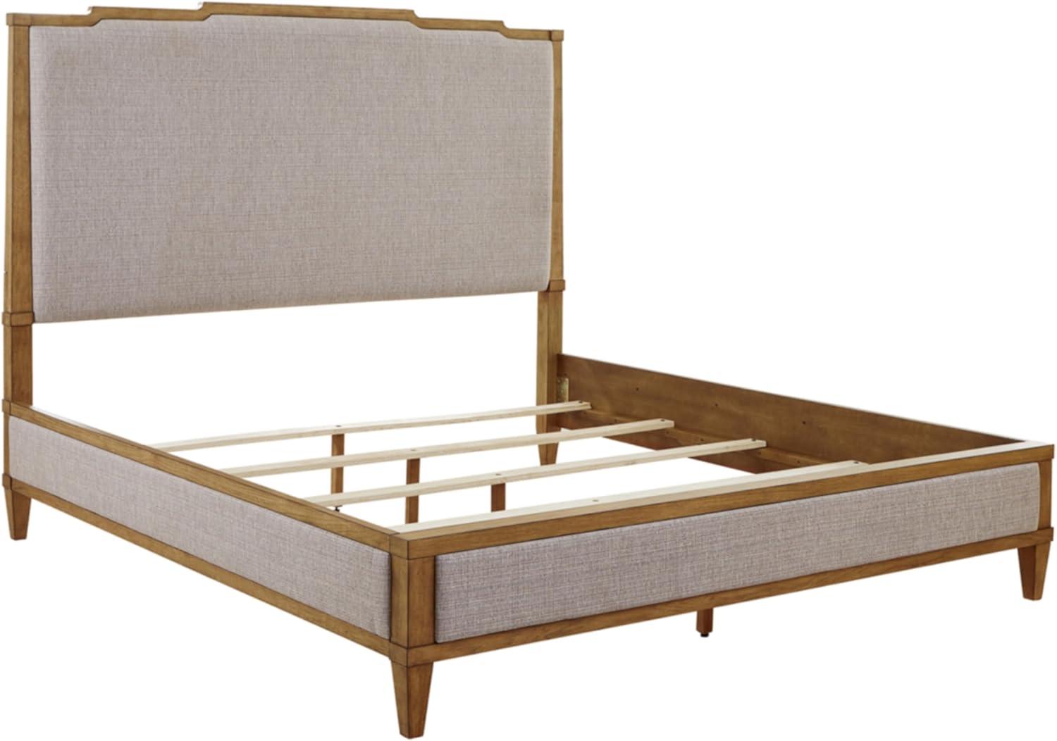 imageSignature Design by Ashley Sharlance Transitional Queen Upholstered Panel Bed Foundation or Box Spring Needed Gray amp Light BrownKing Upholstered Panel Bed