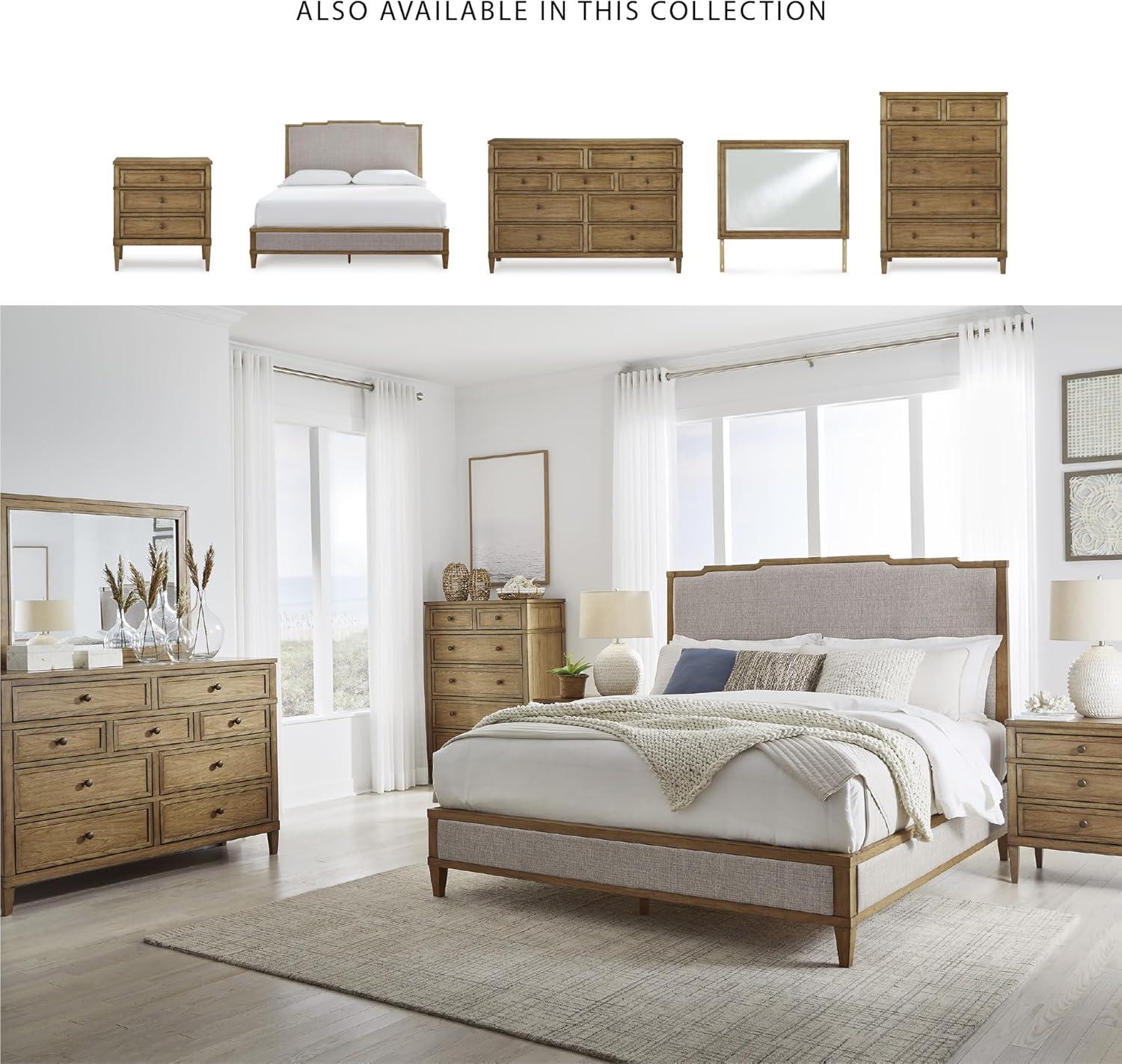 imageSignature Design by Ashley Sharlance Transitional Queen Upholstered Panel Bed Foundation or Box Spring Needed Gray amp Light BrownKing Upholstered Panel Bed