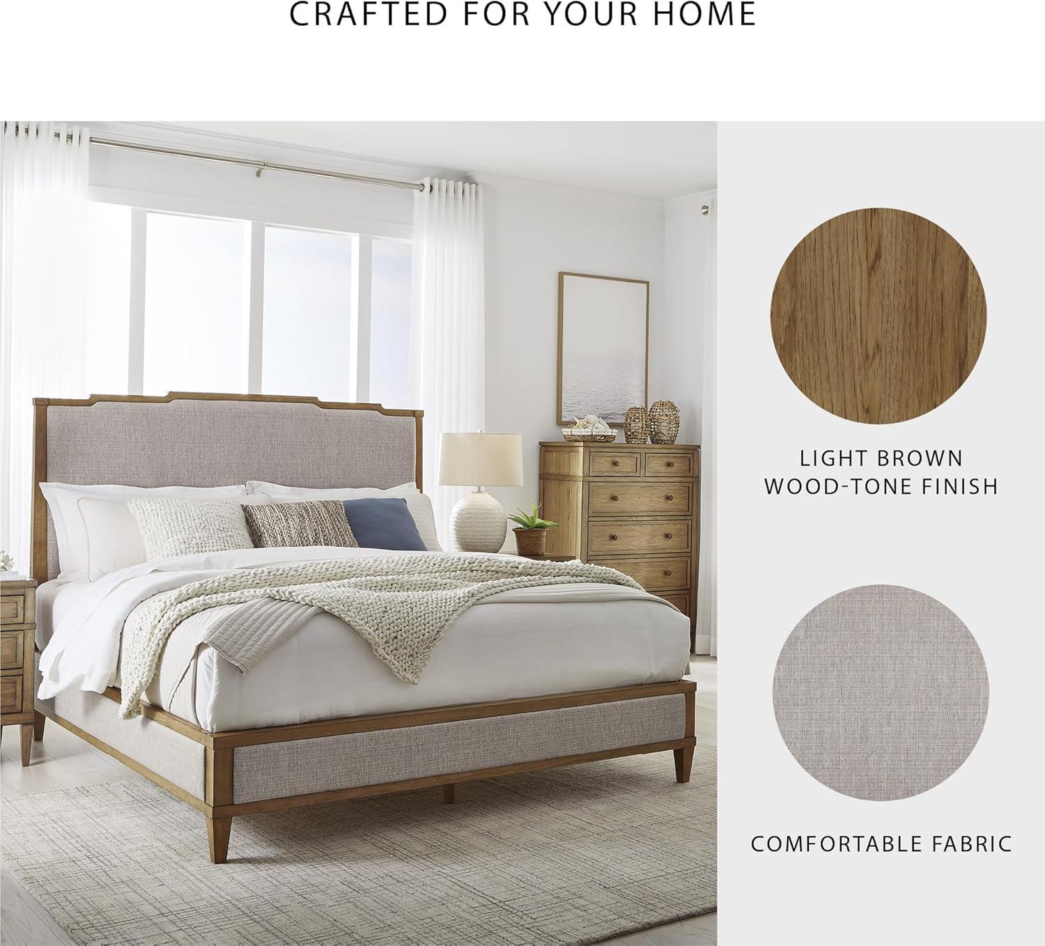 imageSignature Design by Ashley Sharlance Transitional Queen Upholstered Panel Bed Foundation or Box Spring Needed Gray amp Light BrownKing Upholstered Panel Bed