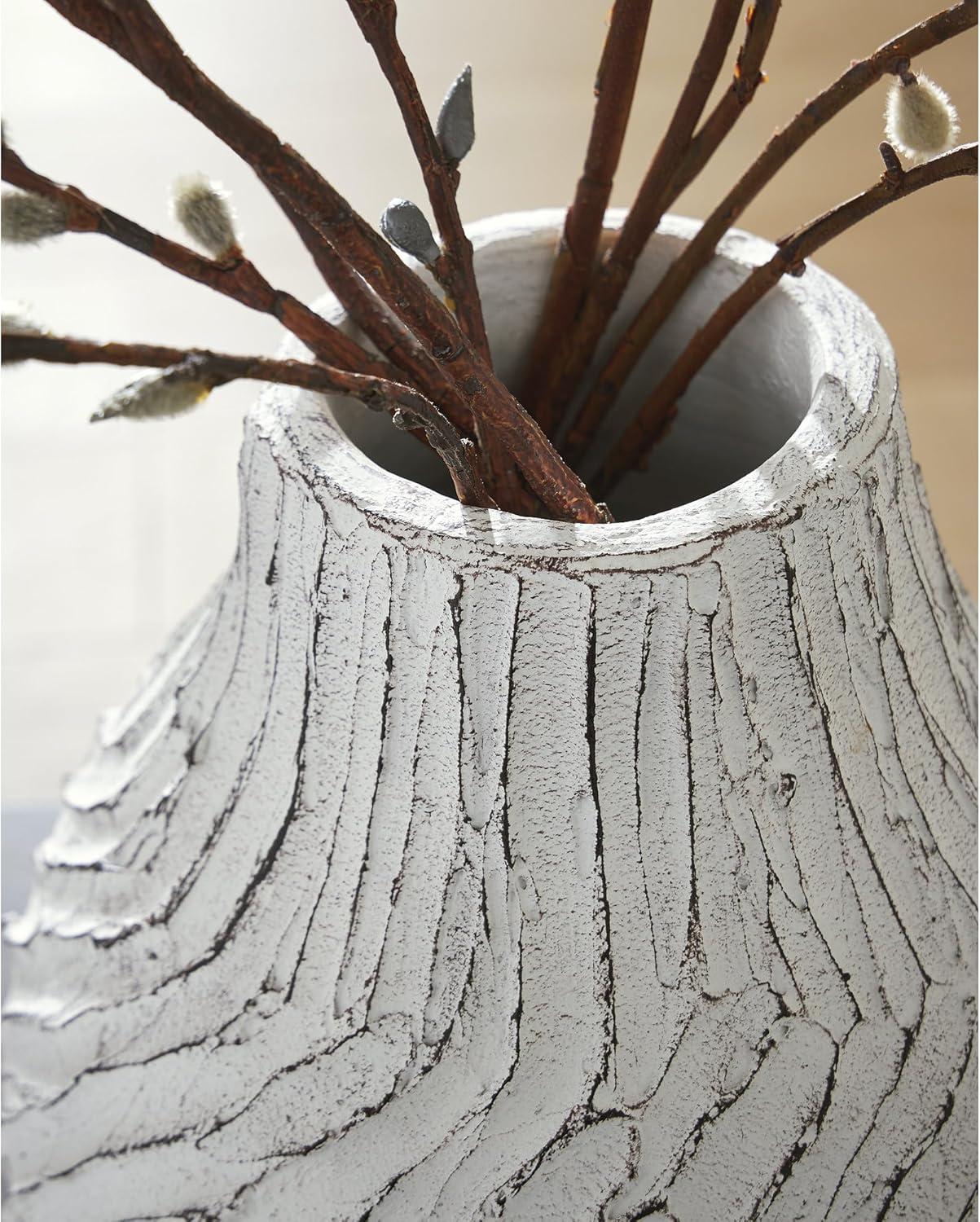imageSignature Design by Ashley Shelvie Casual Vase with Distressed Finish White amp Black