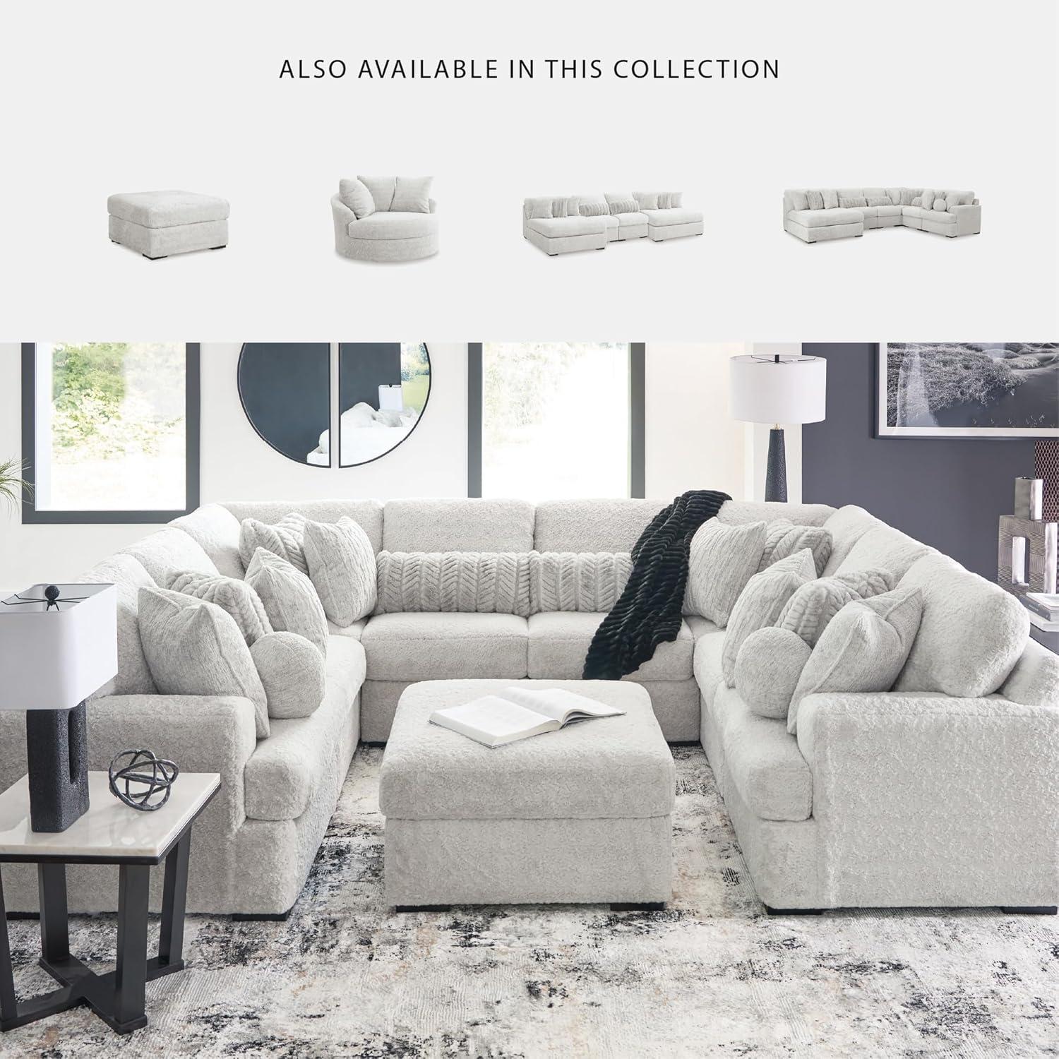 imageSignature Design by Ashley Snodoodle Straight Contemporary 3Piece Sectional with Removable Cushion and Reversible Cushion White10Piece Sectional