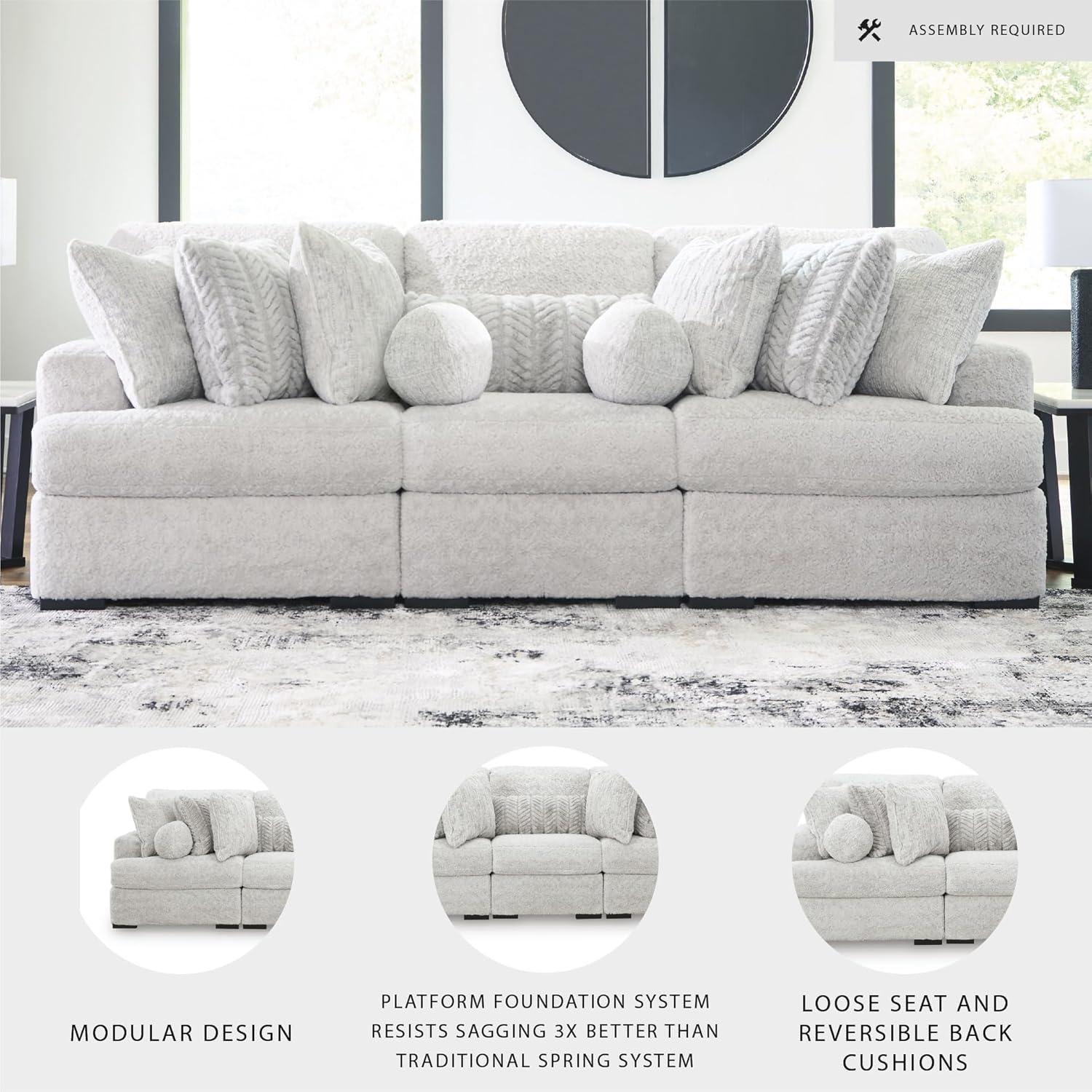 imageSignature Design by Ashley Snodoodle Straight Contemporary 3Piece Sectional with Removable Cushion and Reversible Cushion White3Piece Sectional