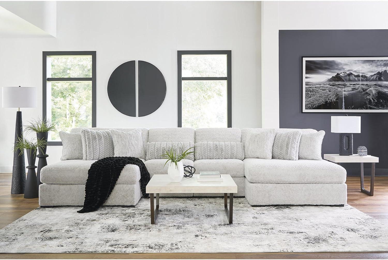 imageSignature Design by Ashley Snodoodle Straight Contemporary 3Piece Sectional with Removable Cushion and Reversible Cushion White4Piece Sectional with Chaise
