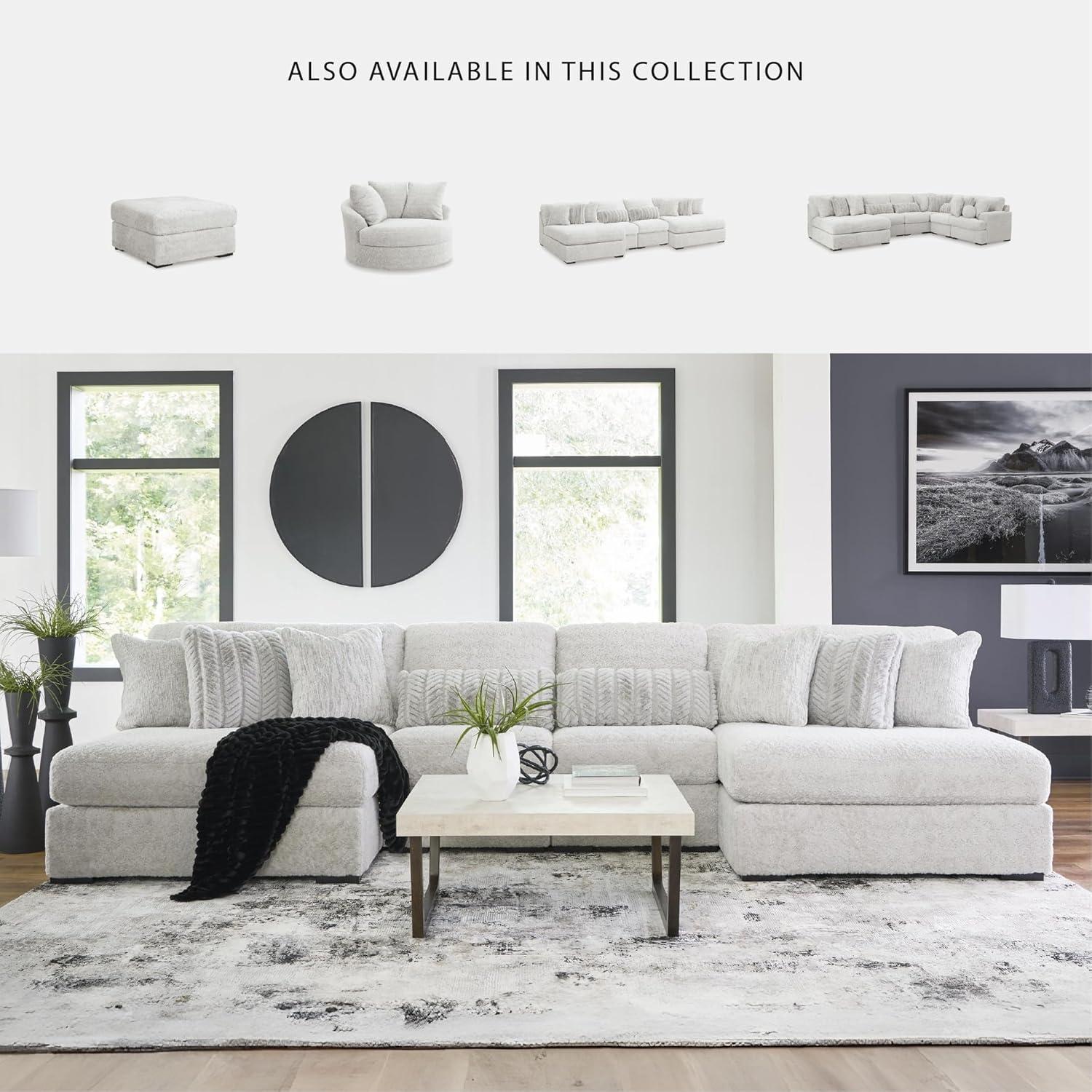 imageSignature Design by Ashley Snodoodle Straight Contemporary 3Piece Sectional with Removable Cushion and Reversible Cushion White4Piece Sectional with Chaise